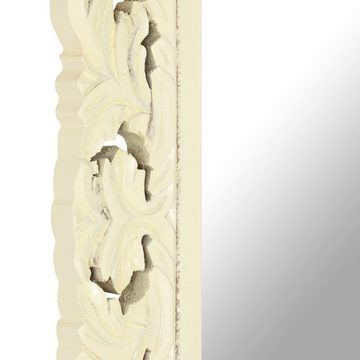 furnicato Wandspiegel Spiegel Handgeschnitzt Weiß 80x50 cm Massivholz Mango