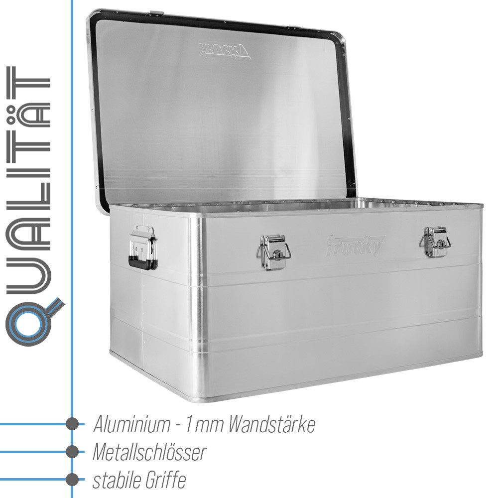 Trucky Allzweckkiste Aluminium Box mit Deckel Silber Alukiste 135 Liter Kiste Abschliessbar