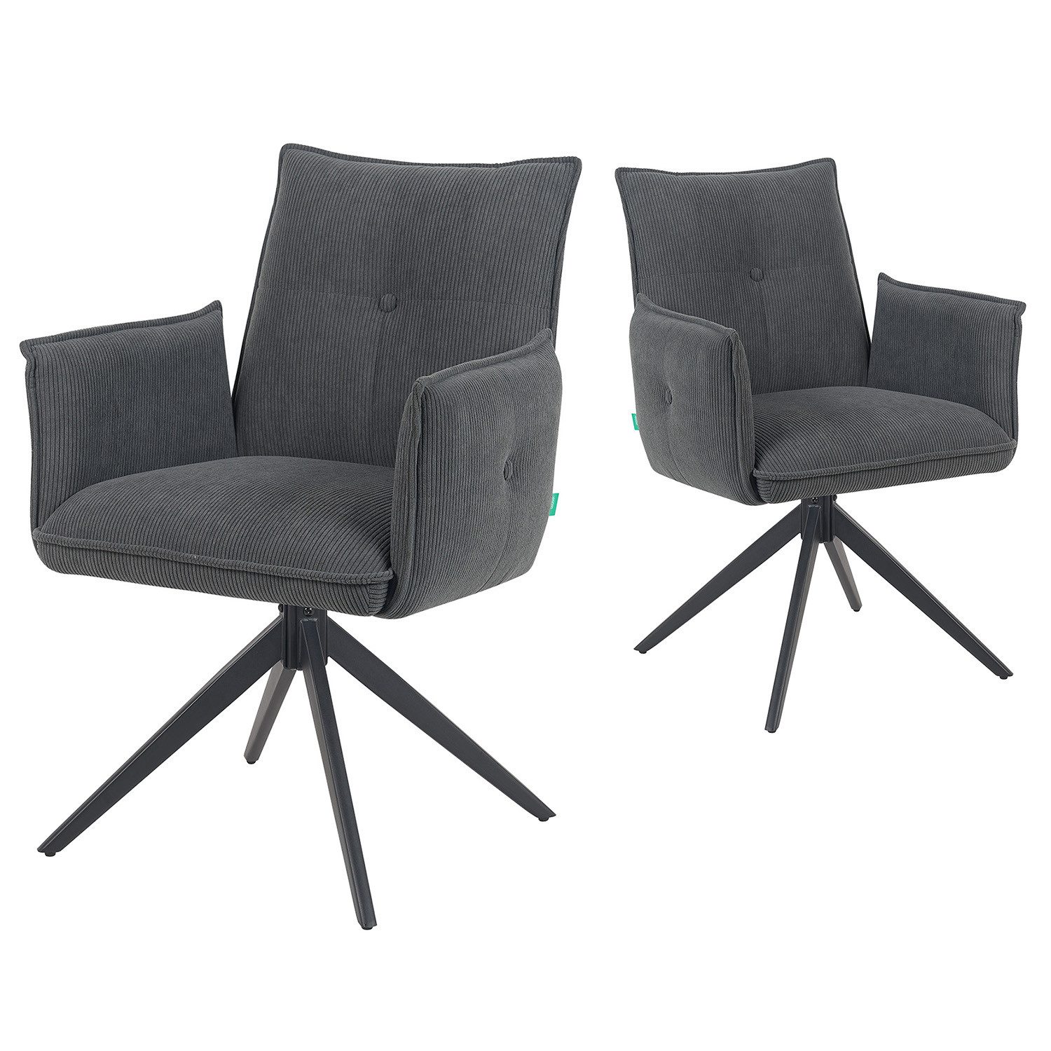 DUBI Möbel Drehstuhl Mika-Nina 2er-Set, Federkern, pulverbeschichtet, 360° drehbar im 2er-Set