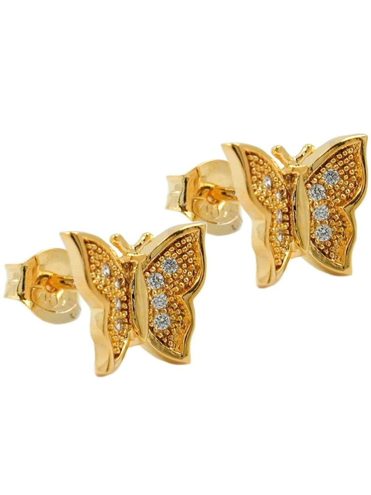 Gallay Paar Ohrstecker Ohrring 8x10mm Schmetterling vergoldet 3 Mikron (1-tlg)