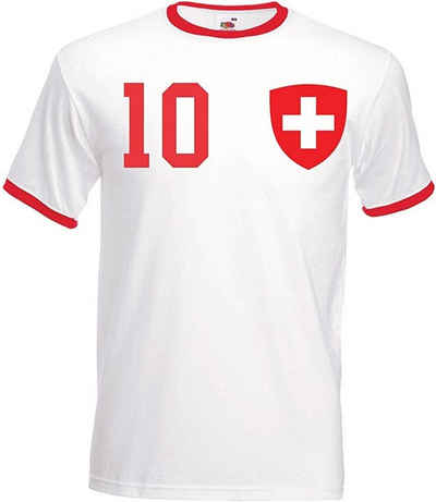 Youth Designz T-Shirt Schweiz Herren T-Shirt im Fußball Trikot Look mit trendigem Motiv