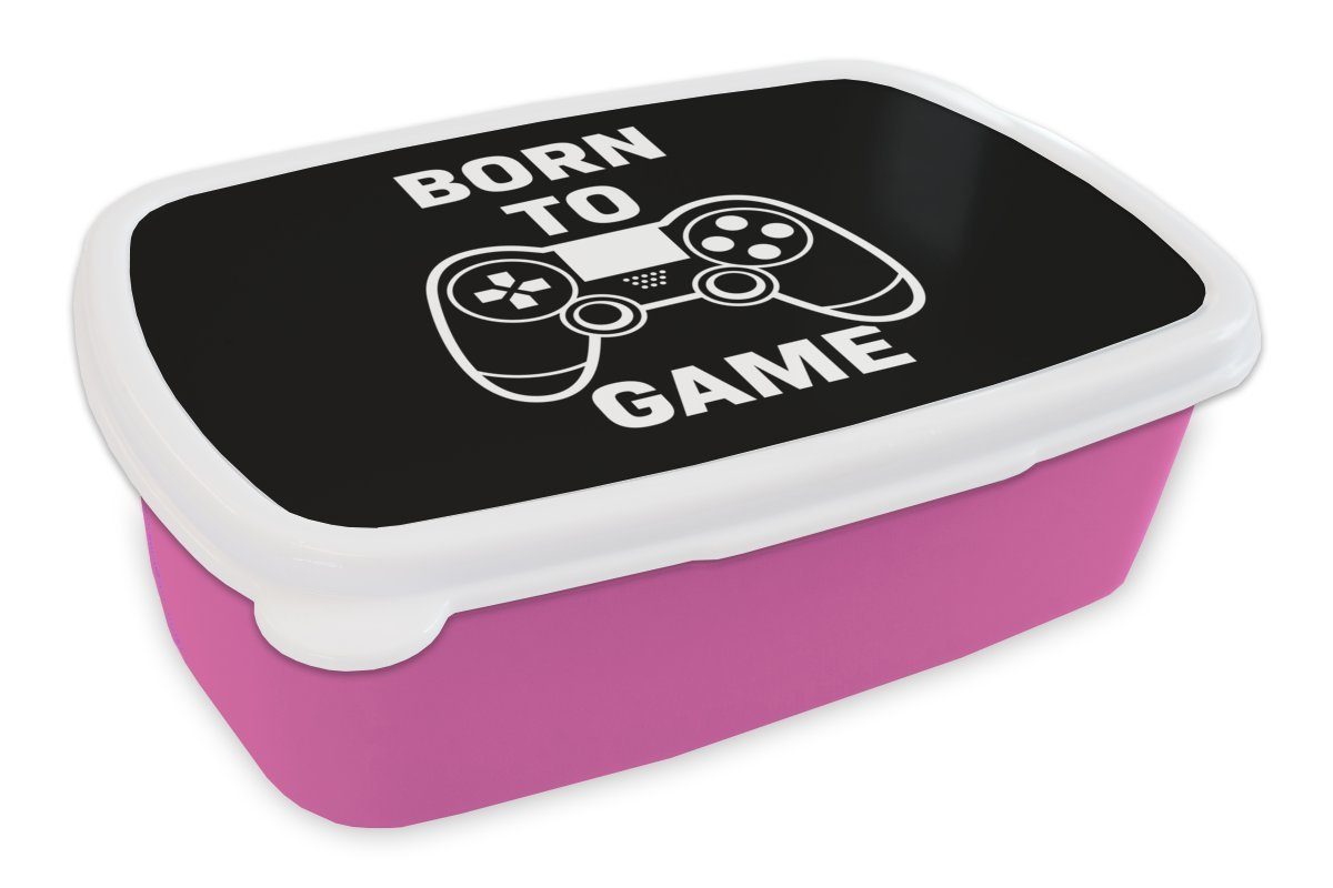 Controller (2-tlg), Snackbox, Spielen Kunststoff, Erwachsene, Mädchen, Zitate rosa - Lunchbox - für Brotbox - Schwarz Weiß, geboren Gaming Brotdose Kinder, Zum MuchoWow Kunststoff - -