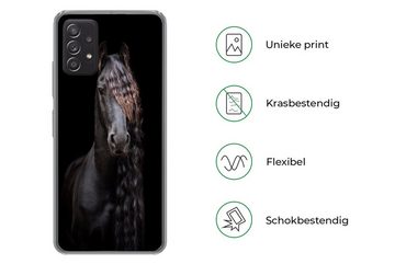 MuchoWow Handyhülle Pferde - Friesisch - Mähne - Schwarz - Tiere, Phone Case, Handyhülle Samsung Galaxy A53, Silikon, Schutzhülle