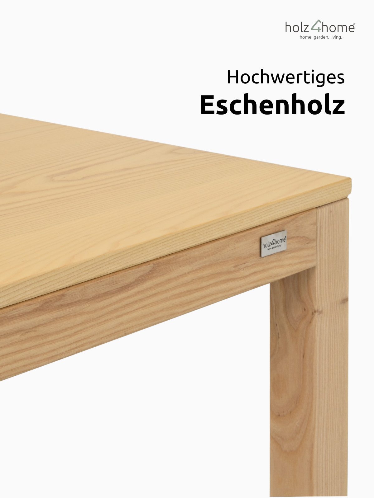holz4home® Esstisch aus Eschenholz I Tisch aus Massivholz Esche Küchentisch, Wohnzimmertisch Massivholz Esche