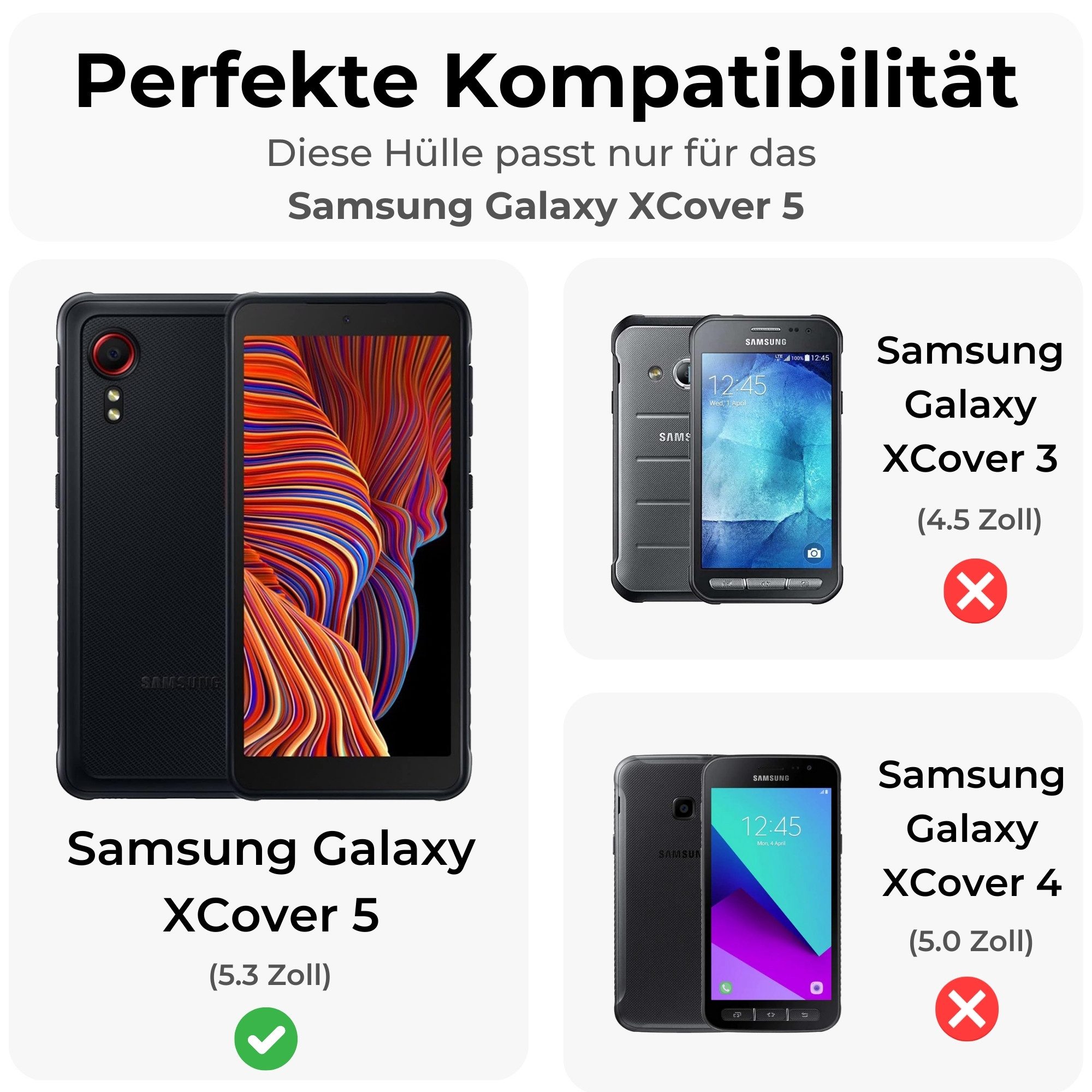 betterfon Handyhülle Handytasche für Samsung Galaxy XCover 5 Wallet Case Cover Handyhülle, Wallet Case mit Kartenfächern Magnetverschluss und weicher Innenhülle