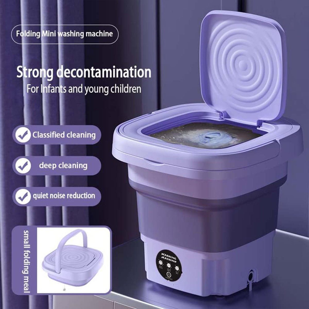 Wäscheschleuder Schleuderautomat Babykleidung autolock Waschmaschine Lila Faltbare für Mini Waschmaschine mit Camping 8L Waschmaschine,