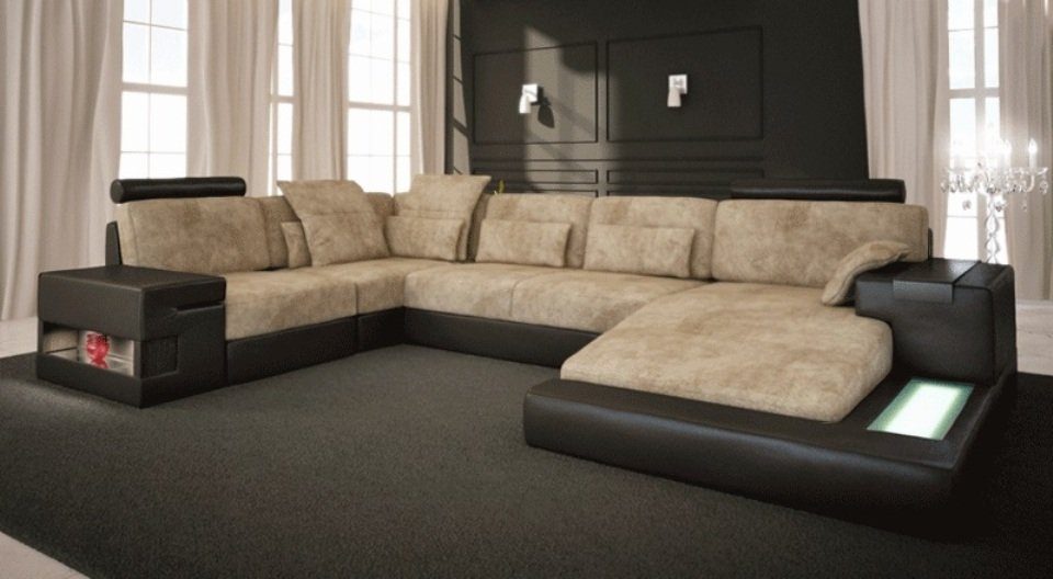 JVmoebel Ecksofa, Ledersofa Couch Ecksofa U-Form Design Wohnlandschaft Polster Sofa Sofa