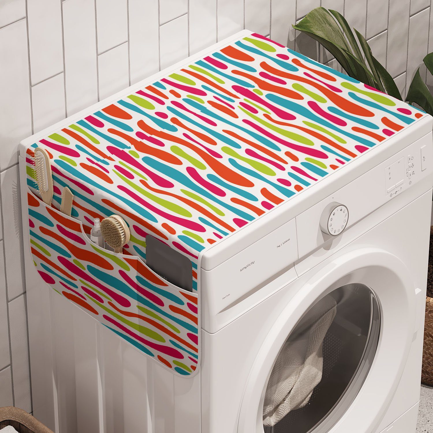 Abakuhaus Badorganizer Anti-Rutsch-Stoffabdeckung für Waschmaschine und Trockner, Bunt Formlos Farbe Spots Motiv