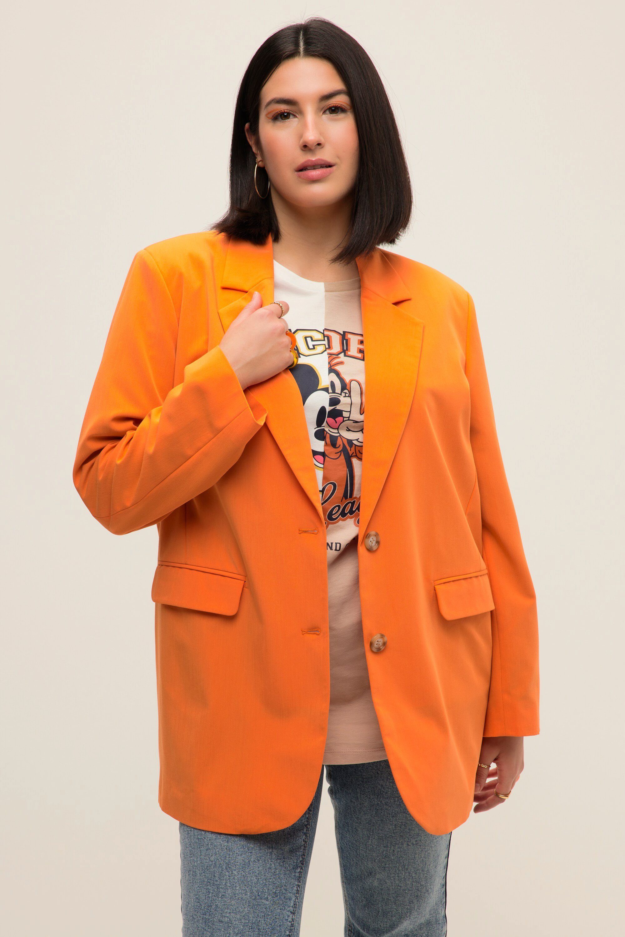 Studio Untold Blusenblazer Oversized-Blazer Revers Langarm orange