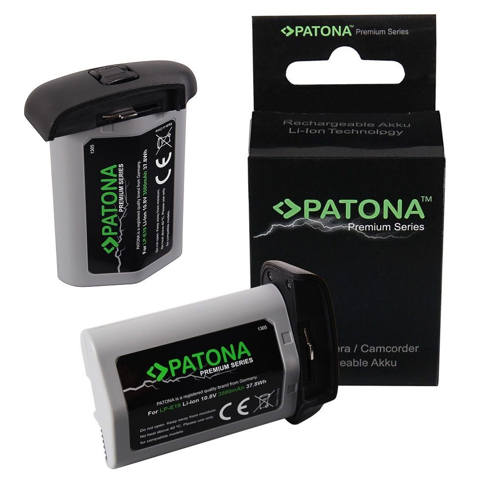 Patona 2x Akku für Canon LP-E19 Kamera-Akku Ersatzakku 3500 mAh (10,8 V, 2  St), Premium Akku