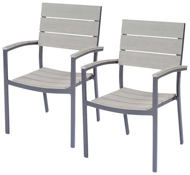GARDEN PLEASURE Gartenstuhl OLIVIA, (2er Set), Non-Wood, stapelbar, grau