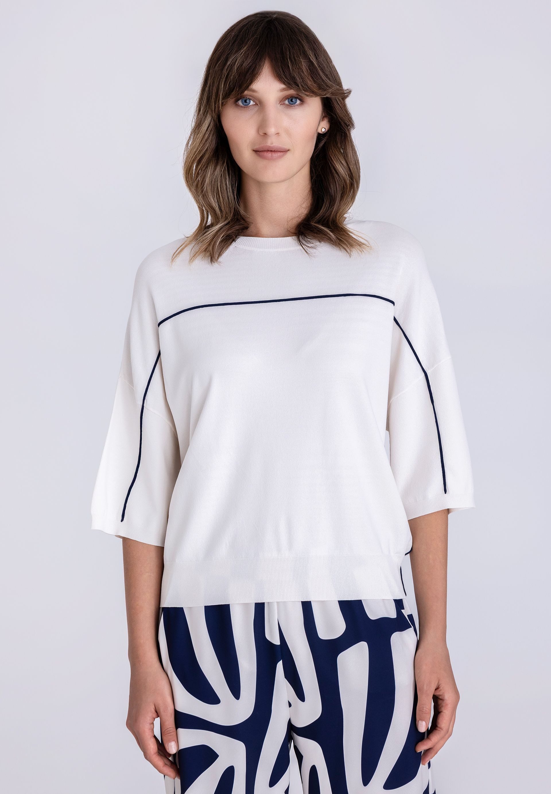 TUZZI Strickpullover mit Kontrastpaspeln günstig online kaufen