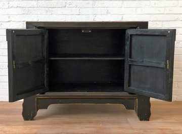 OPIUM OUTLET Kommode Schrank Sideboard Lowboard Anrichte Möbel, asiatisch chinesisch orientalisch, Vintage-Stil, rot-schwarz