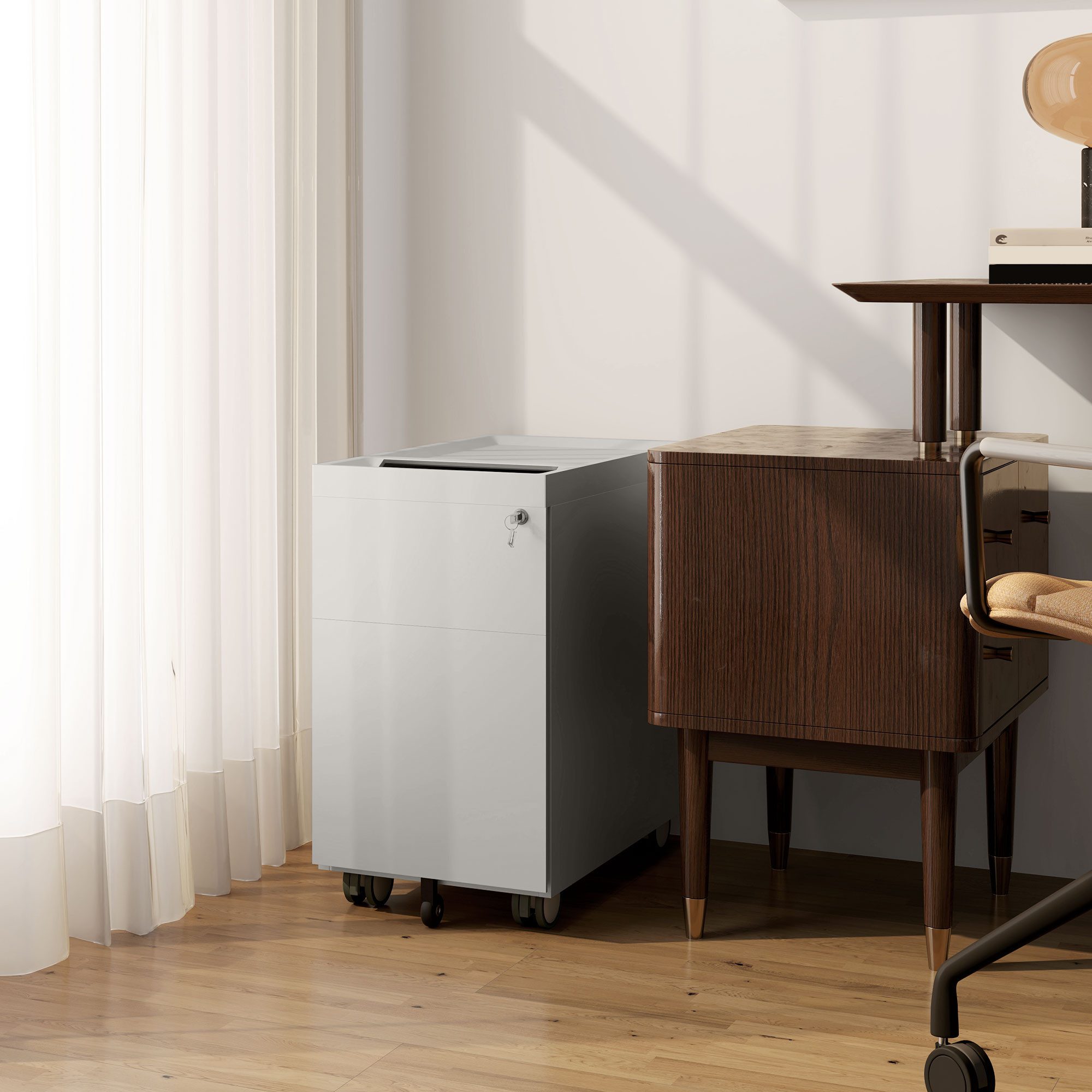 HOMCOM Rollcontainer mit Schloss, Umschlagaufsatz, (Büroschrank, günstig online kaufen