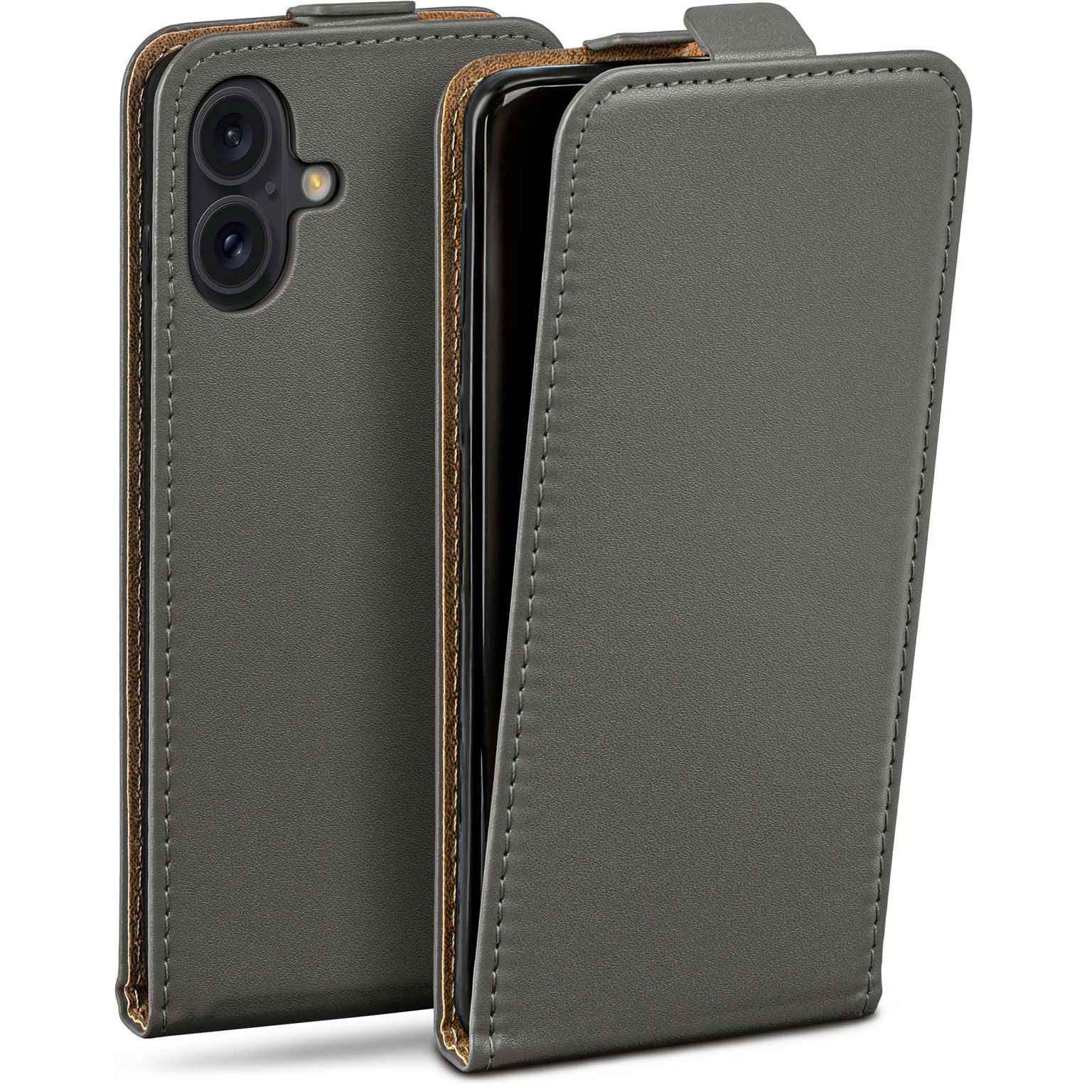 moex Handyhülle moex® Flip Case für Apple iPhone 16, Flip Case Klapphülle aus PU Leder, Hülle klappbar mit 360 Grad Schutz