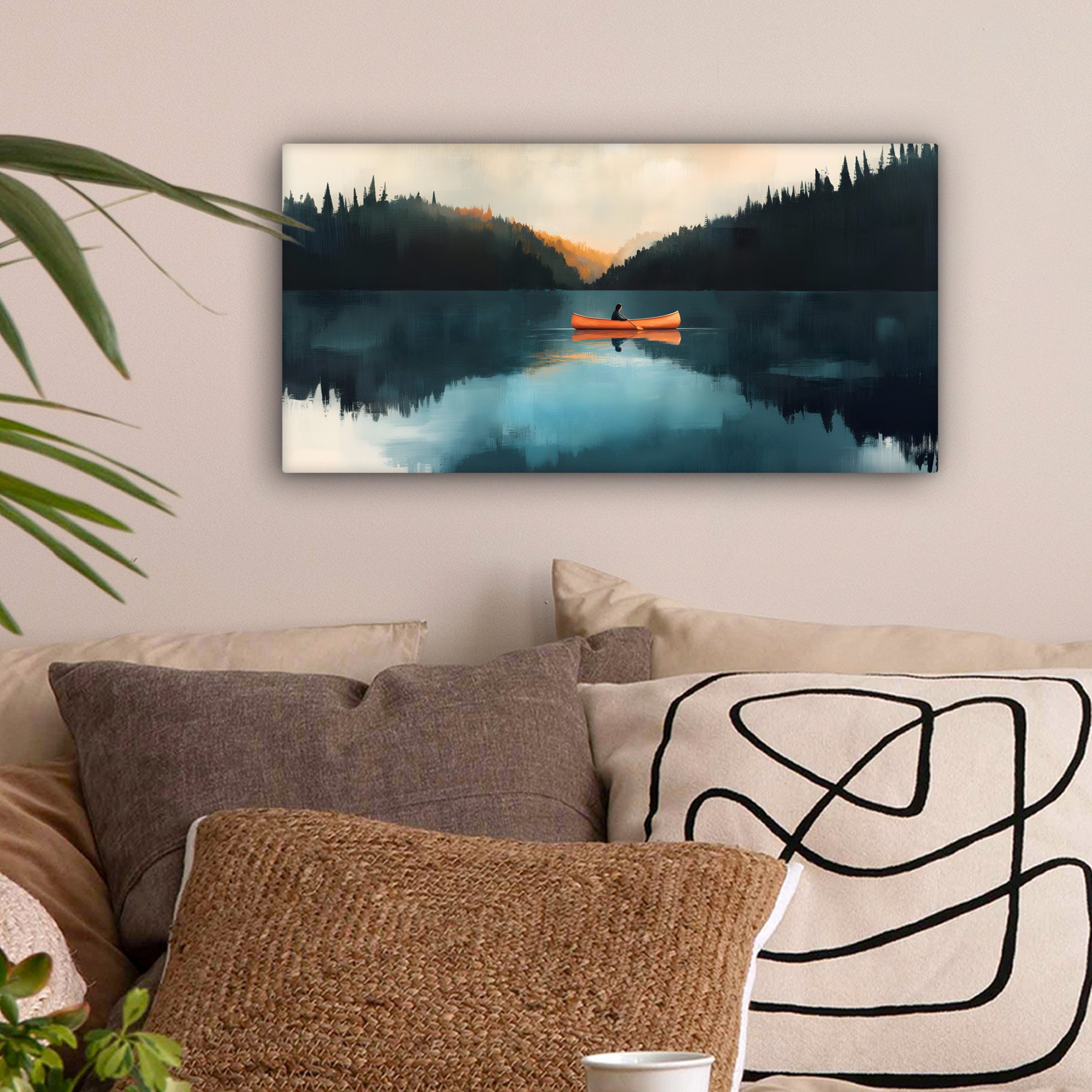 OneMillionCanvasses® Leinwandbild Panorama Wälder - See günstig online kaufen