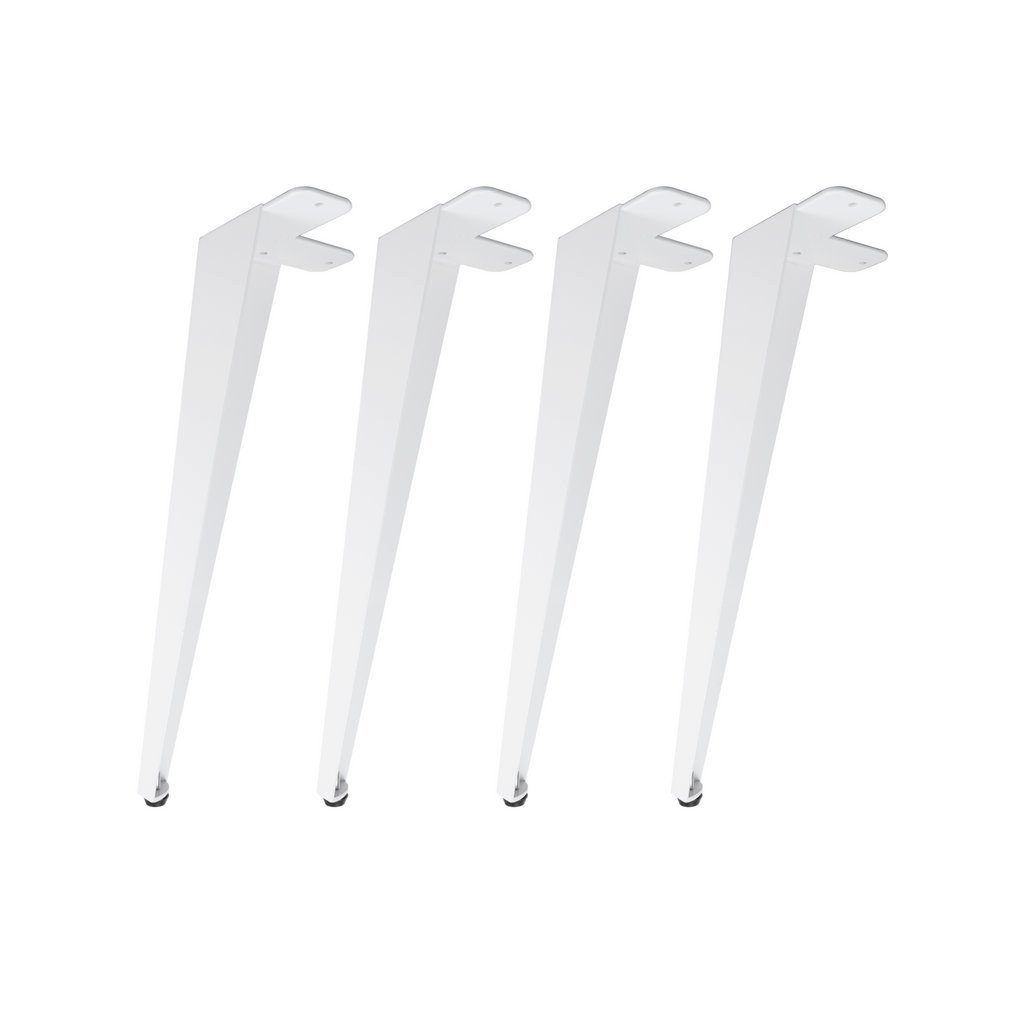 Natural Goods Berlin Tischbein NEW ERA Legs Schräg, Haarnadelbeindesign mit Seitenwand, 42cm (Bank / Couchtisch), White