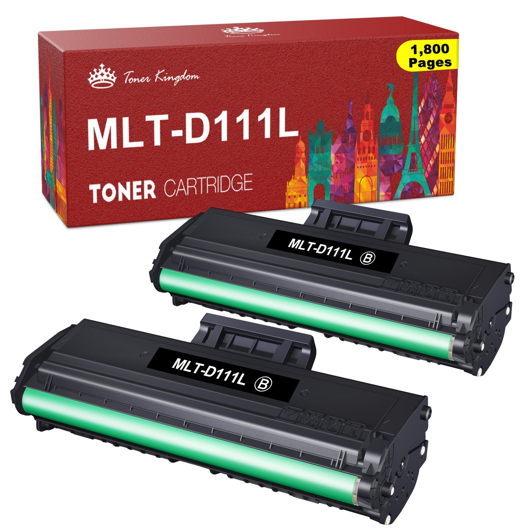 Toner Kingdom Tonerpatrone MLT-D111L D111S ca. 1800 Seiten, (für Samsung Xpress M2020 M2020W M2021 M2021W M2022 M2022W M2026 M2026W M2070 M2070W M2070F M2070FW M2070FH M2070HW M2071, 2-St), M2071W M2071HW M2071FH M2078 M2078W