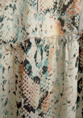 Buffalo Maxikleid mit Schlangenmuster und V-Ausschnitt, Sommerkleid, causal-chic
