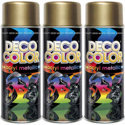 DECO COLOR Sprühlack 3er Sparpack Metallic Lackspray 400ml Farbe frei wählbar