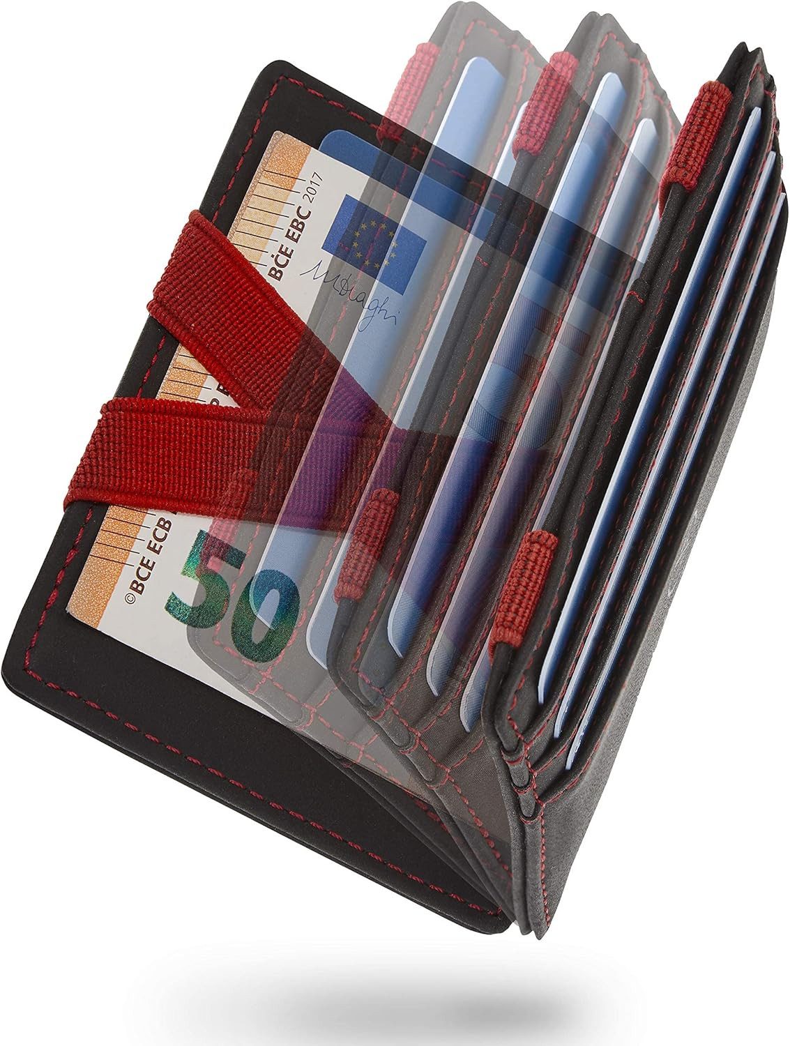 WEST Geldbörse - Magic Wallet mit Münzfach + Geschenkverpackung (magische Geldbörse kompakt & klein - Trick Geldbörse, extra Starke Geldbänder - dünne Geldbörse mit Münzfach), RFID Schutz