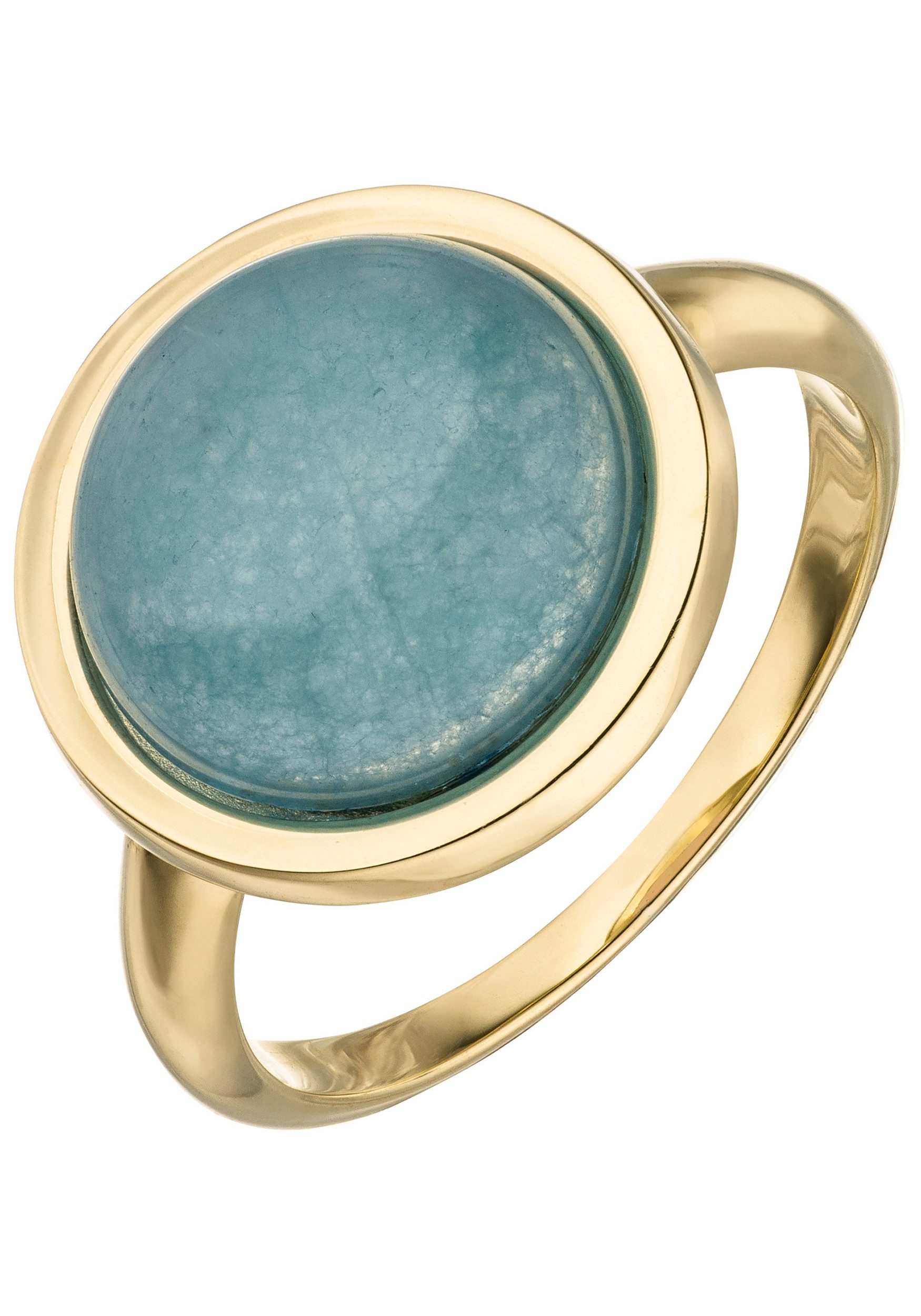 JOBO Fingerring, 375 Gold mit Chalcedon blau günstig online kaufen