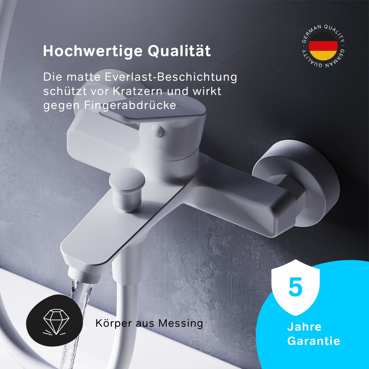 (Mischbatterie) Mischbatterie 35mm, Badewannenarmatur AM.PM Wannenarmatur Hit Badewanne, Armatur, Weiss Bad Bad Keramikkartusche Wasserhahn Wasserhahn