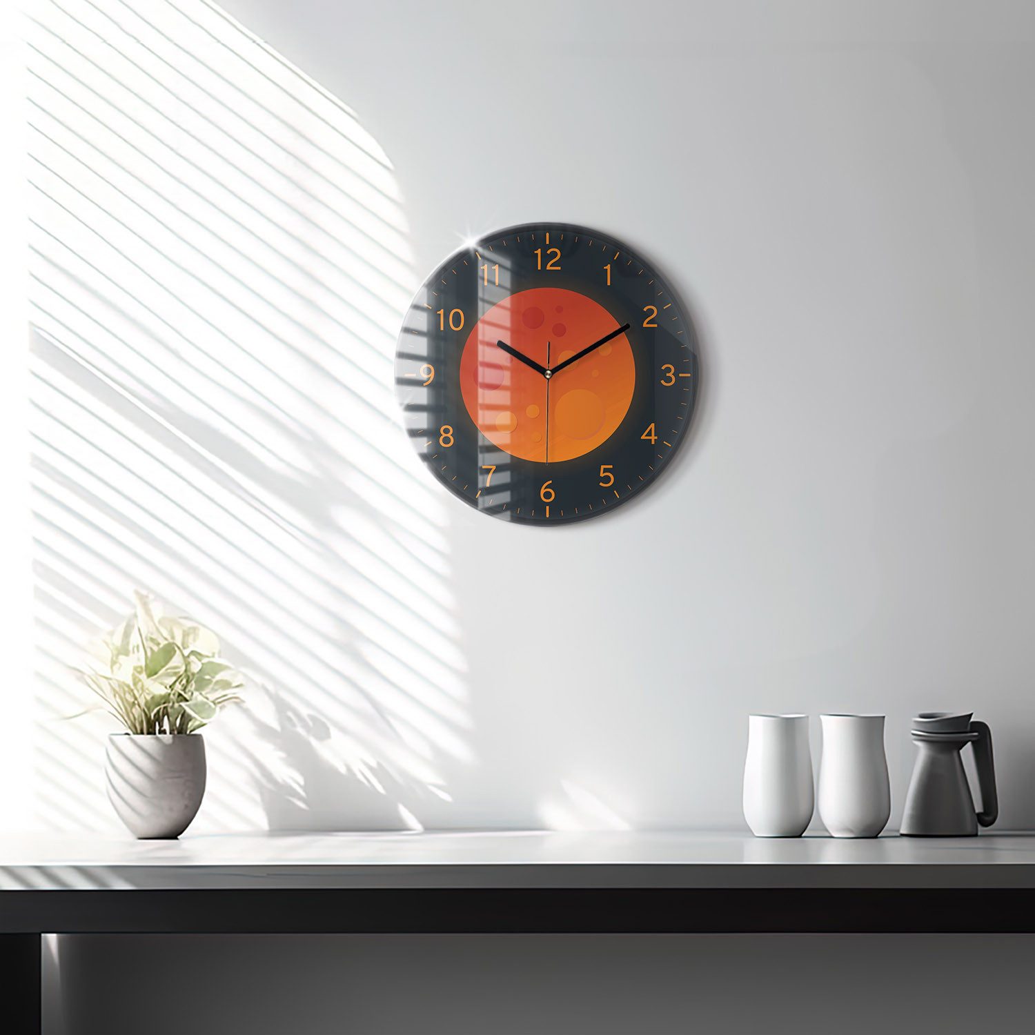 Tulup Wanduhr Glas Wanduhr Mit Motiv Vollmond Wanduhr Aus Glas Glas Wanduhr