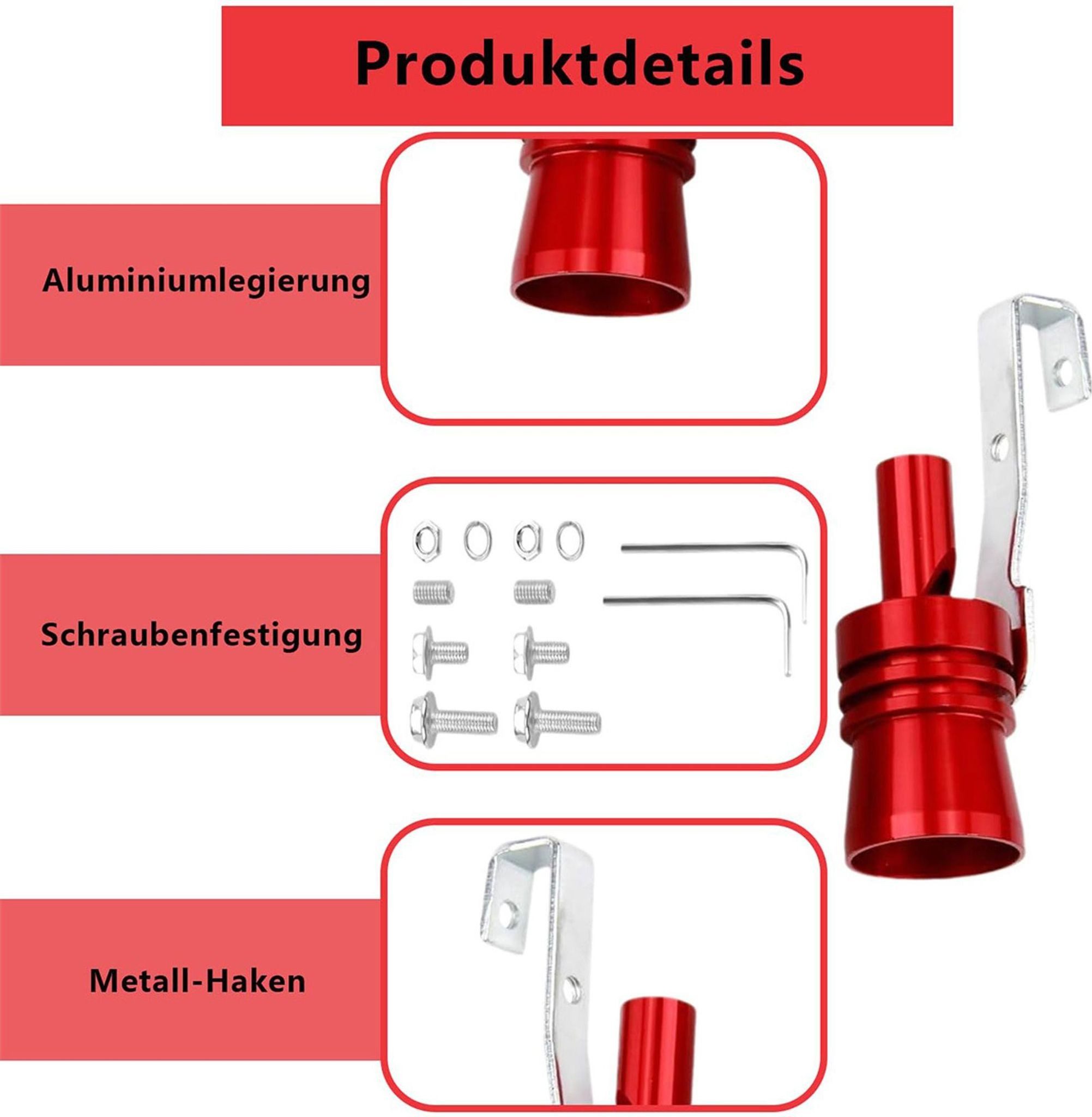 FELIXLEO Eiskratzer Auto Turbo Sound Pfeife Aluminium 2 Stück Schwarz Rot