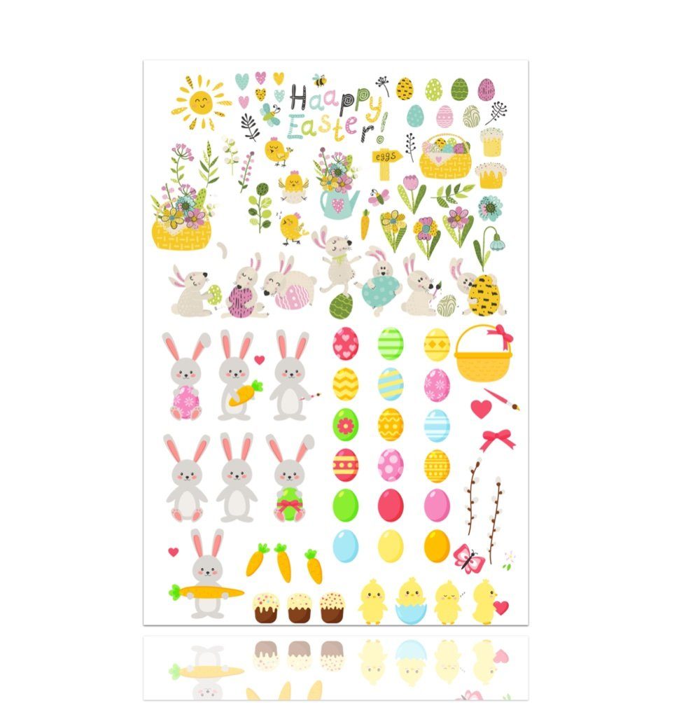 Hey!Easter® Sticker 2x Aufkleber Ostern Sticker mit 50 Motiven zum bekleben von Ostereier, (Set 2-tlg), 2x 50 verschiedene Motive