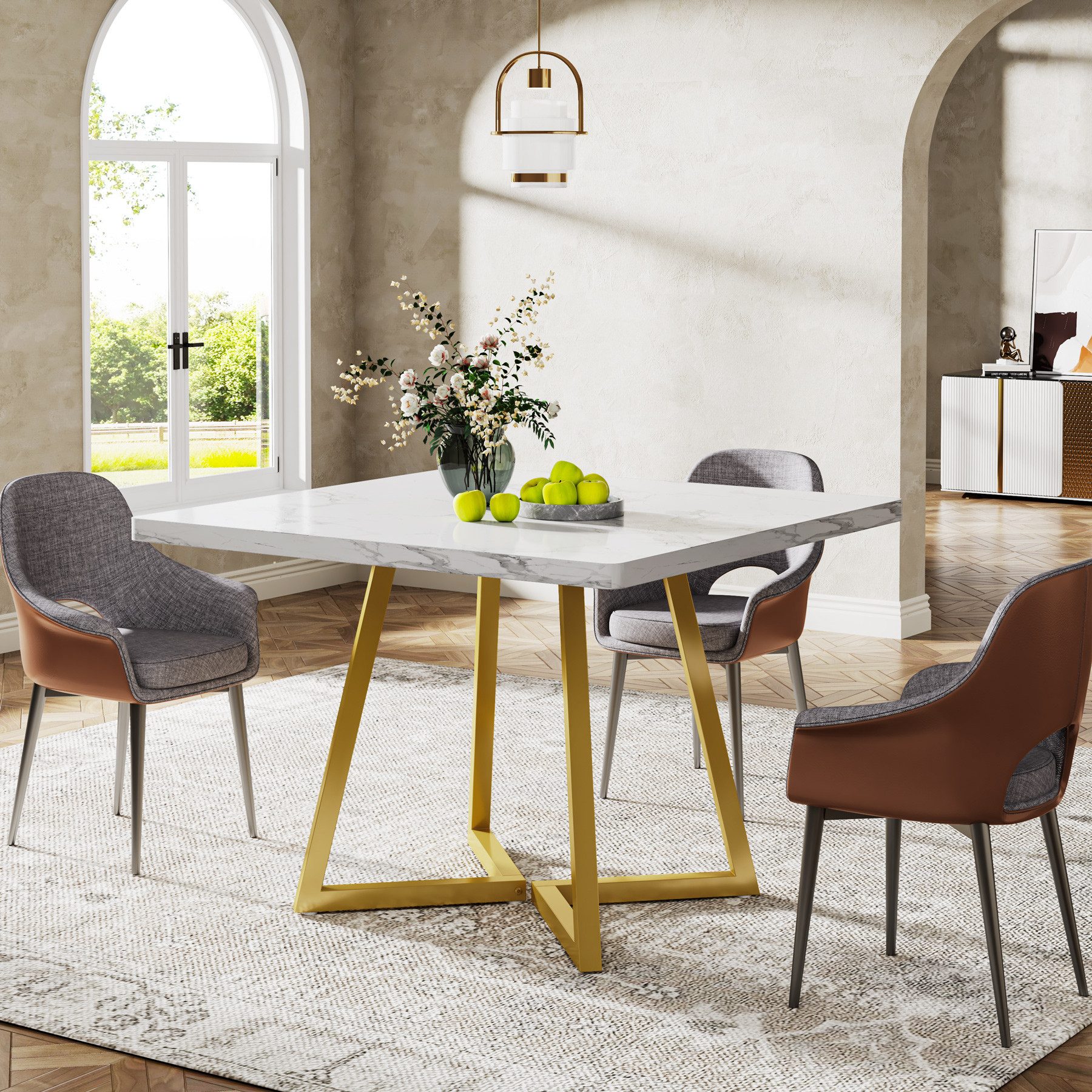 Tribesigns Esstisch küchentisch für 4 Personen, Braun 80 x 80 cm – Bild 4 von 5