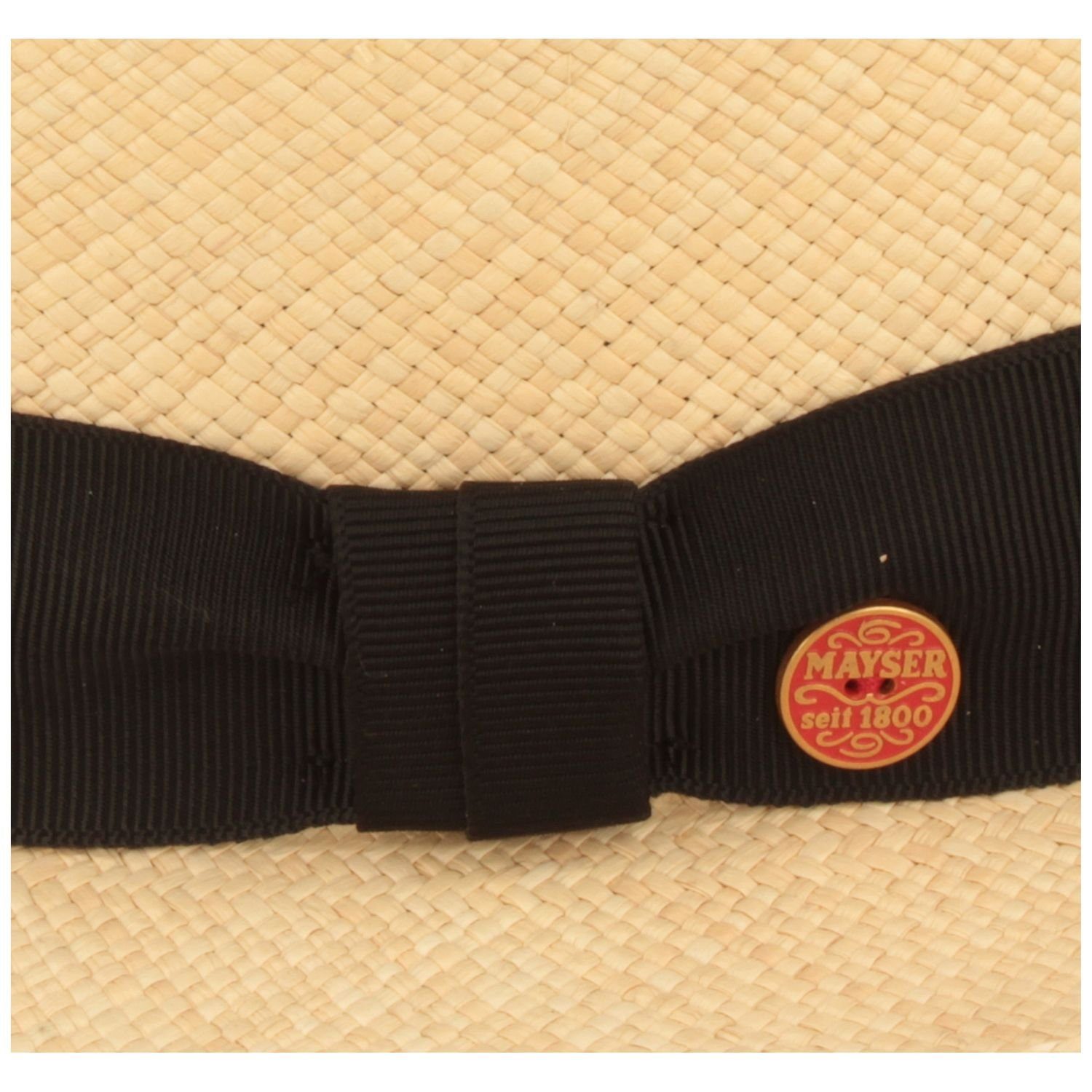Mayser Strohhut wasserabweisender, hochwerigter Panama UV-Schutz Hut 80 Manuel natur/8001 mit 0004 schwarz