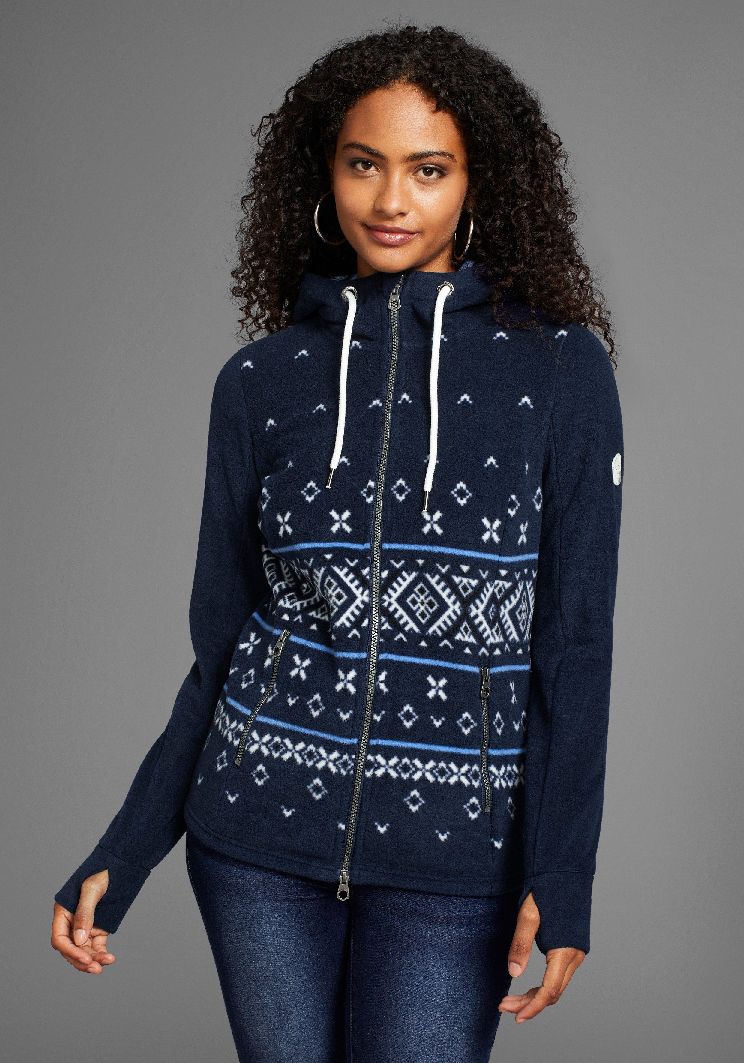 KangaROOS Fleecejacke mit Norweger Muster und Kapuze günstig online kaufen