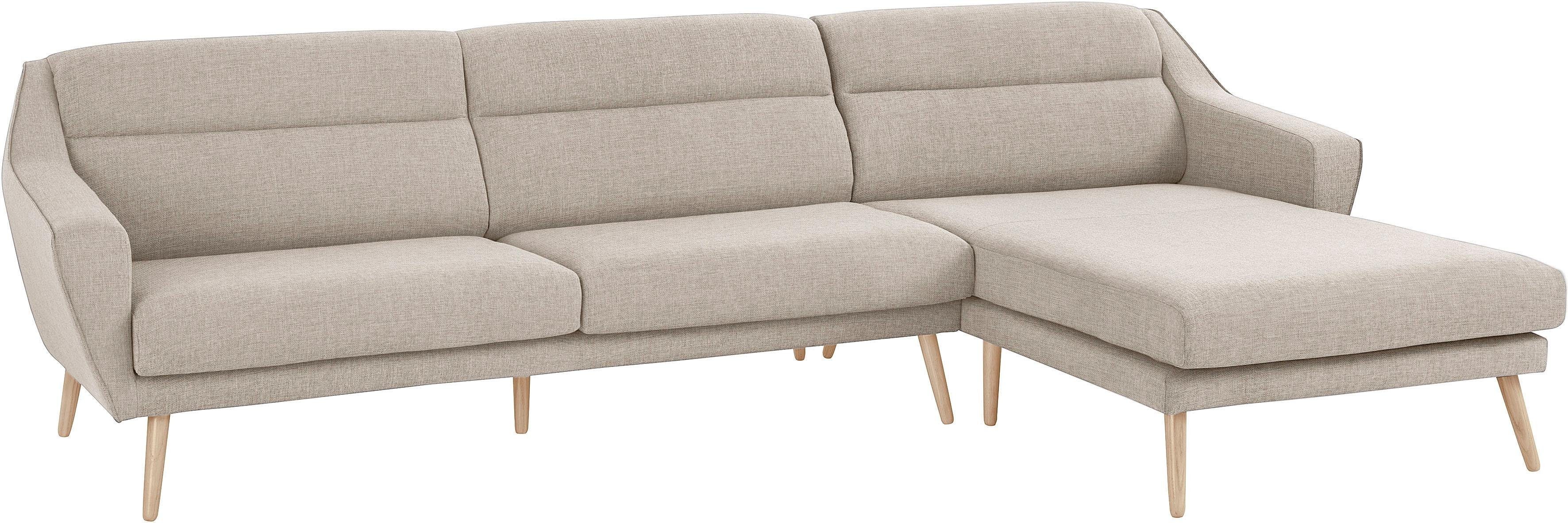 andas Ecksofa "Bille L-Form" mit Naht im Rückenkissen und Beinen aus Eichen günstig online kaufen