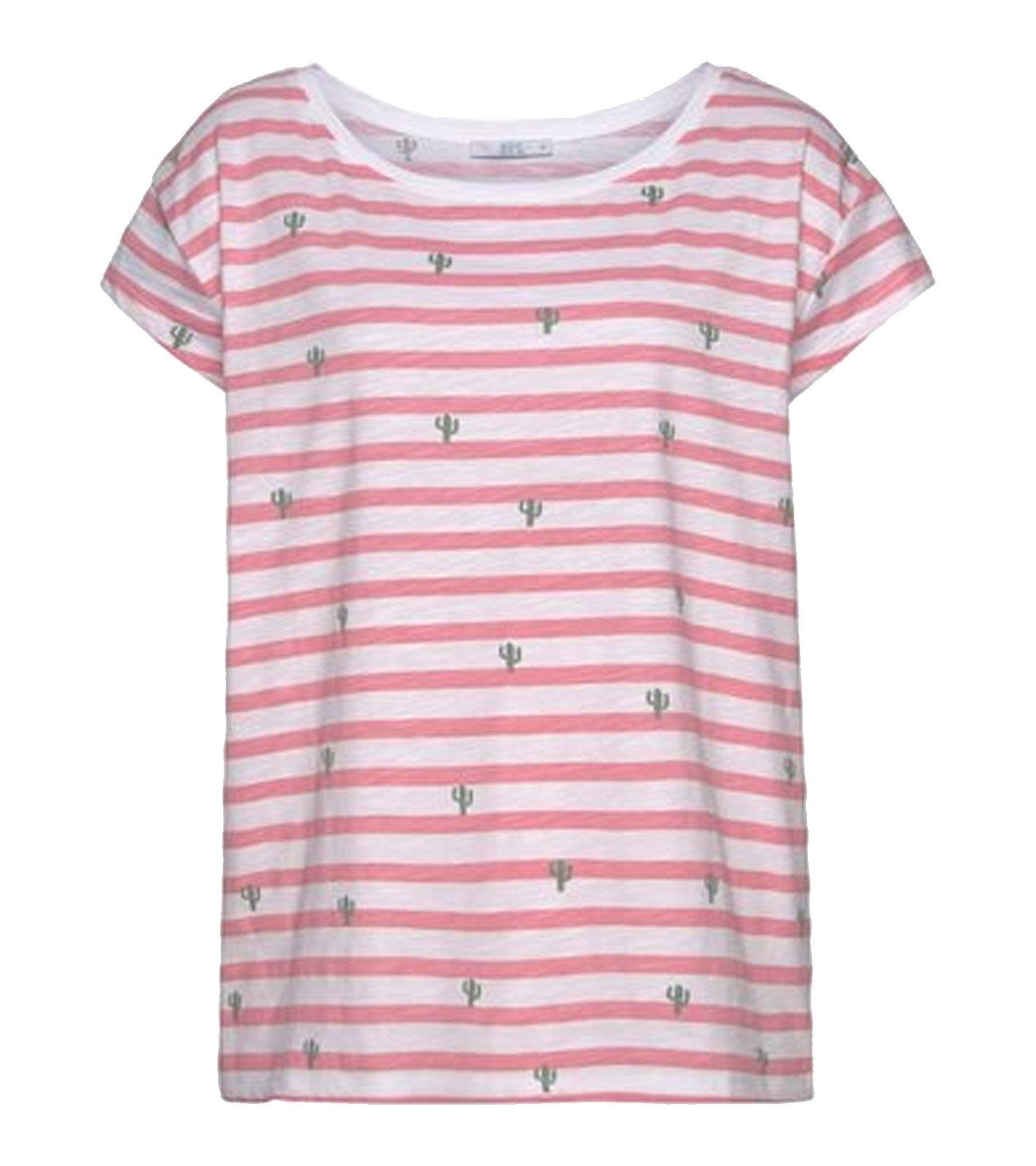 Esprit Shirtbluse »edc by ESPRIT Rundhals-Bluse lockeres Damen T-Shirt im  Streifenmuster Freizeit-Shirt Rosa/Weiß« online kaufen | OTTO