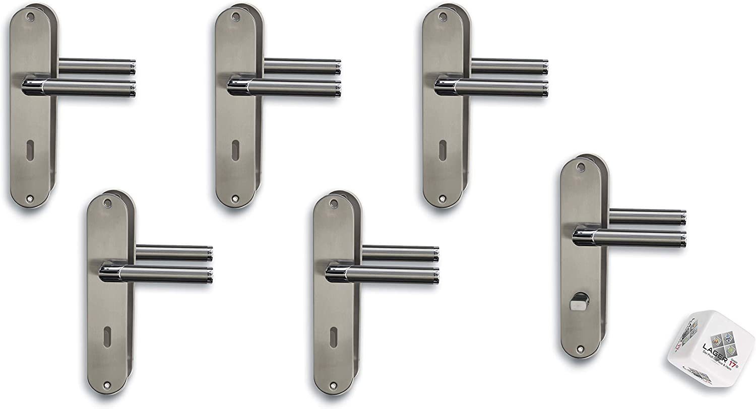 Alpertec Türbeschlag Renovierungsgarnitur für 5 Zimmertüren BB und 1x Bad/WC (6 St., Spar-Set), Edelstahl poliert/satiniert