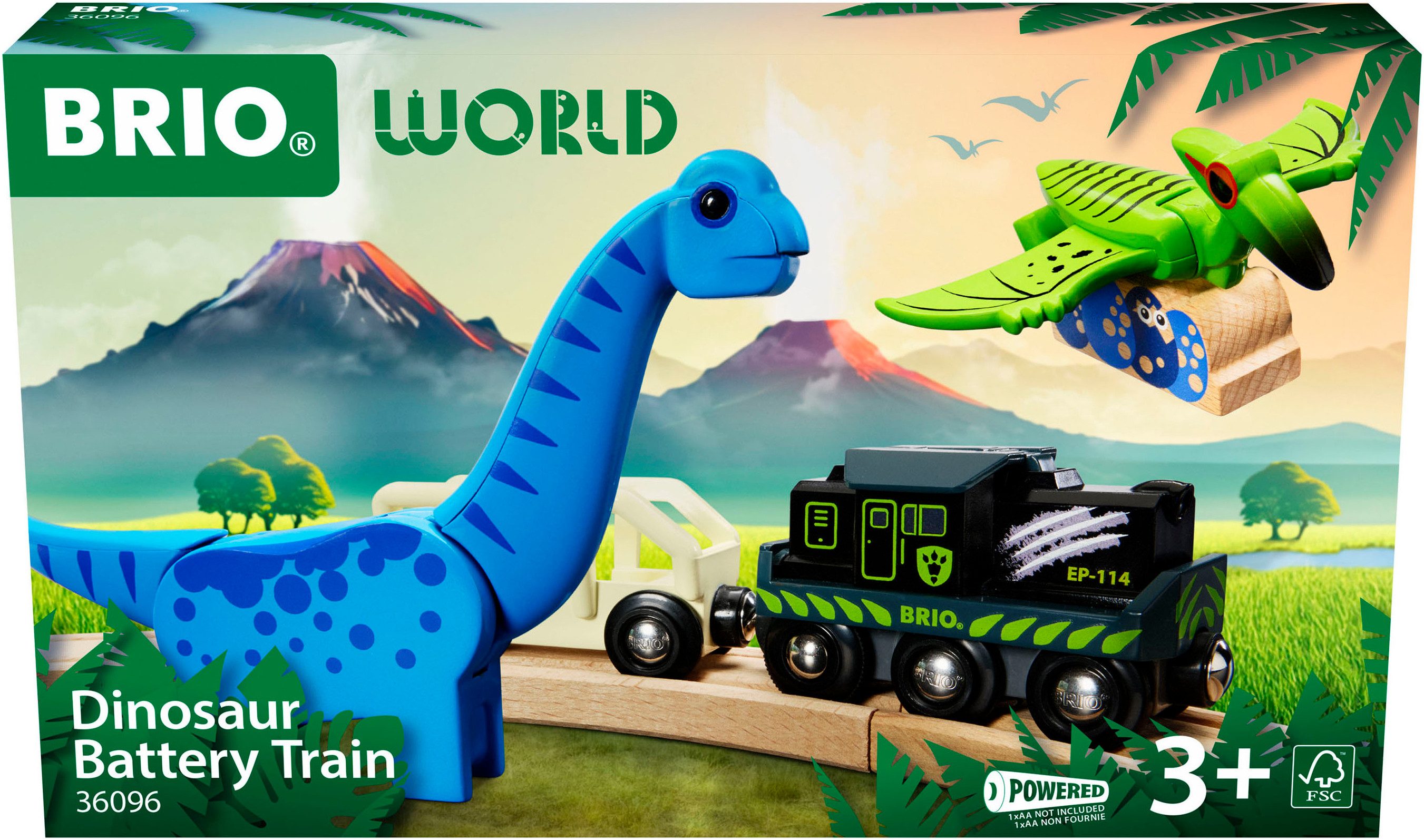 BRIO® Spielzeug-Eisenbahn BRIO® WORLD, Dinosaurier Batteriezug, (Set, 5-tlg)
