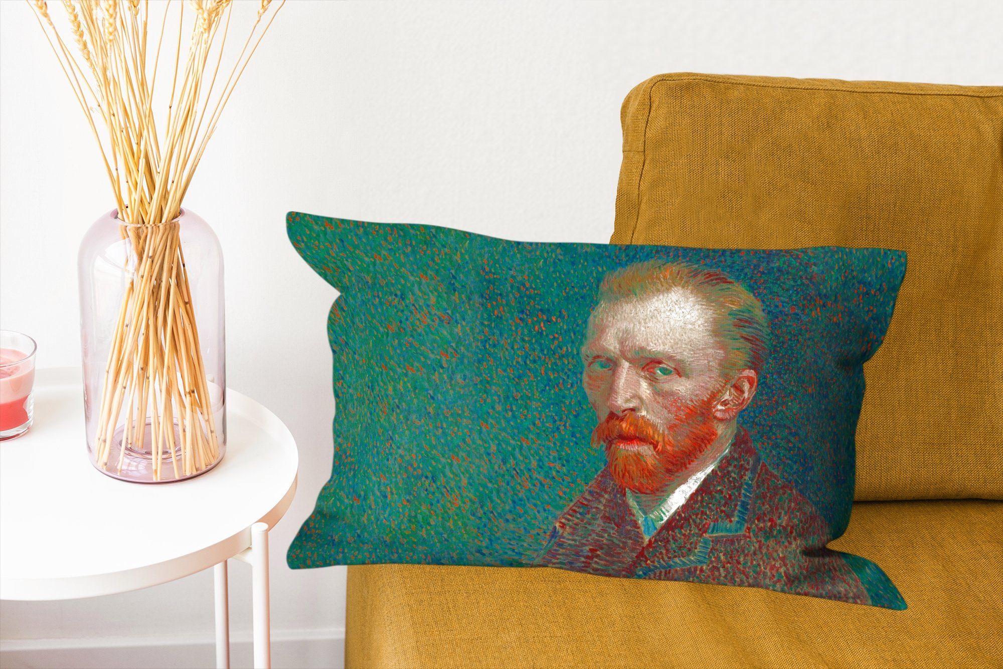 Dekoration, Meister Alte Wohzimmer Dekokissen MuchoWow Selbstporträt, Schlafzimmer - Gogh Dekokissen - mit Füllung, - Van Kunst Zierkissen,