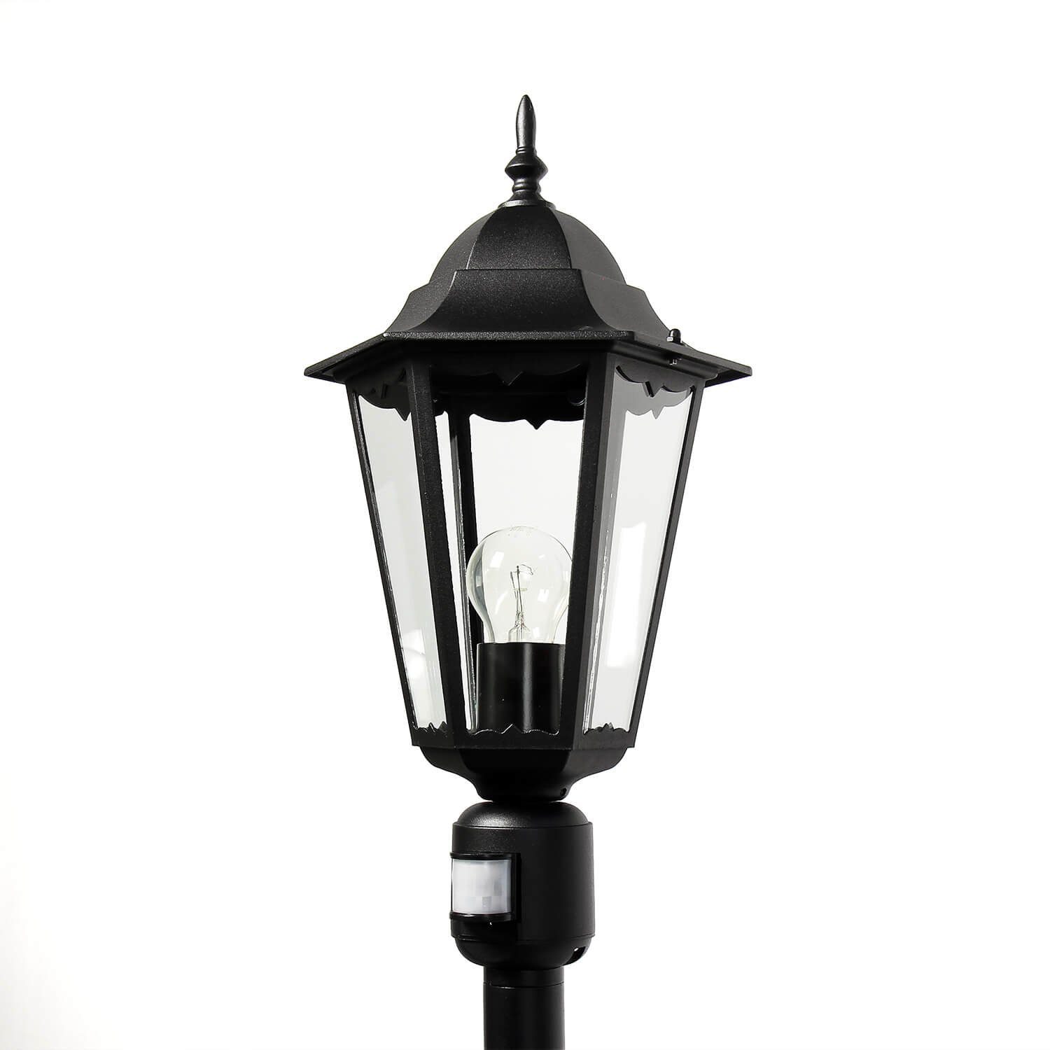 Licht-Erlebnisse Außen-Stehlampe BRISTOL, ohne Außenleuchte Weg Schwarz Bewegungsmelder Garten Rustikal Leuchtmittel, Lampe mit