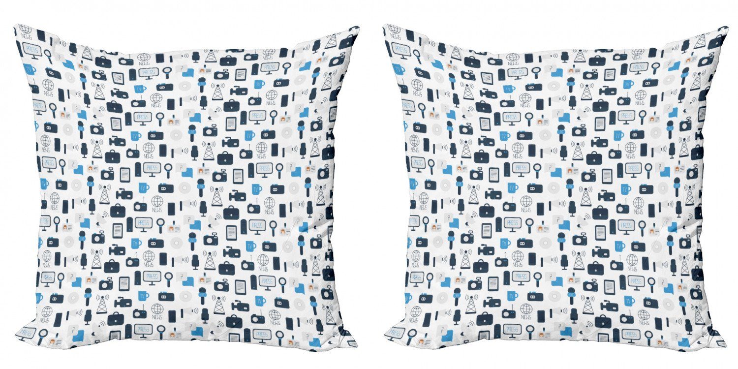 Kissenbezüge Modern Accent (2 Stück), TV und Digitaldruck, Doppelseitiger Blau Media weiß Abakuhaus