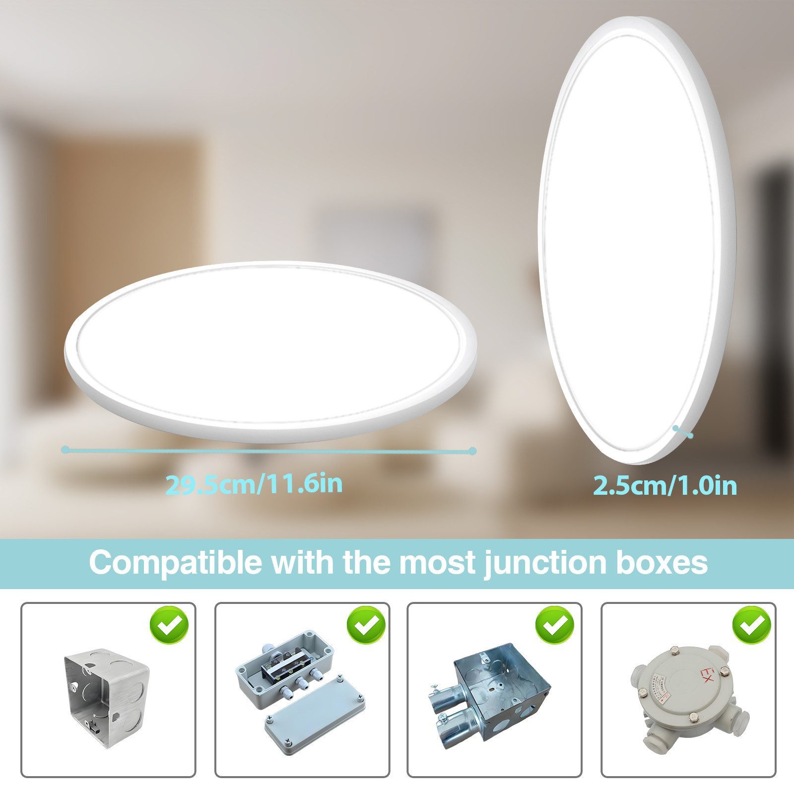 Ophy LED Deckenleuchte Dimmbare LED Deckenlampe 24W 2400lm 30cm – mit Fernbedienung, 3000-6000K, Smart Background Light (für Bad, Wohnzimmer, Flur)