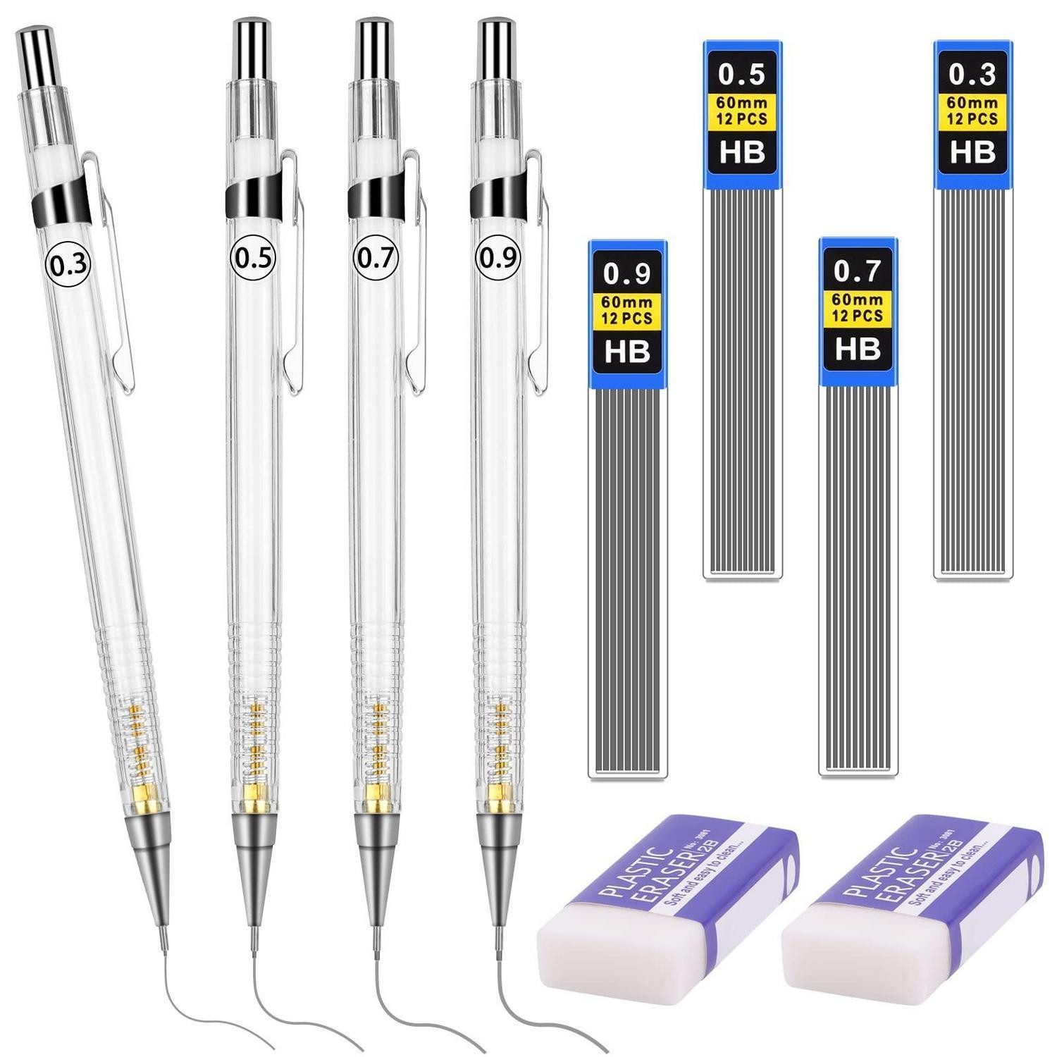 LuxusKollektion Druckbleistift Druckbleistift-Set 4 Stk. versch. Minenstärken HB