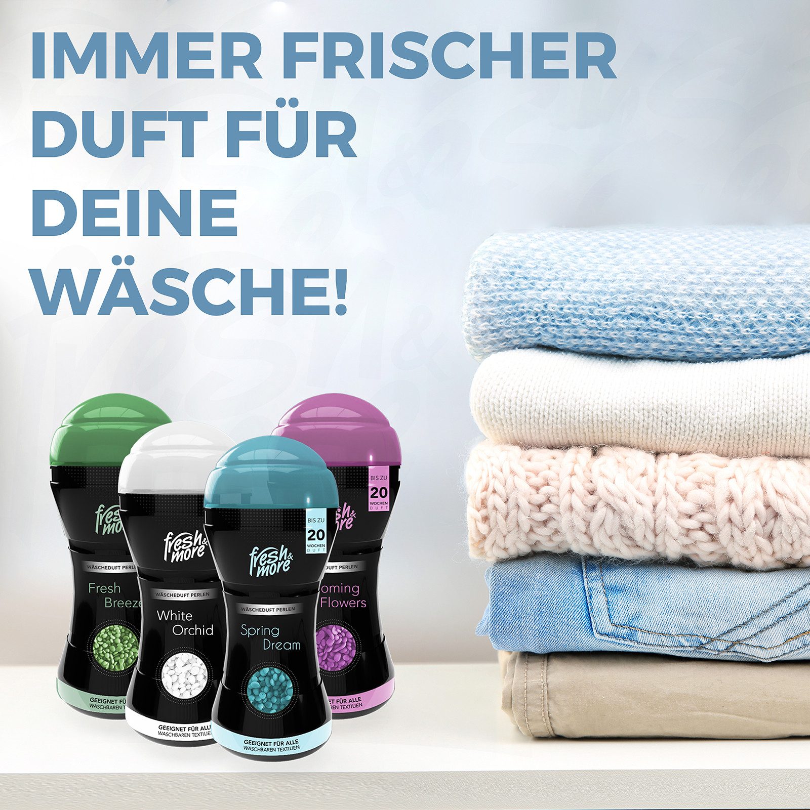 fresh & more Wäscheparfüm (3-St., (210g 3er Pack), Textilien Duftperlen