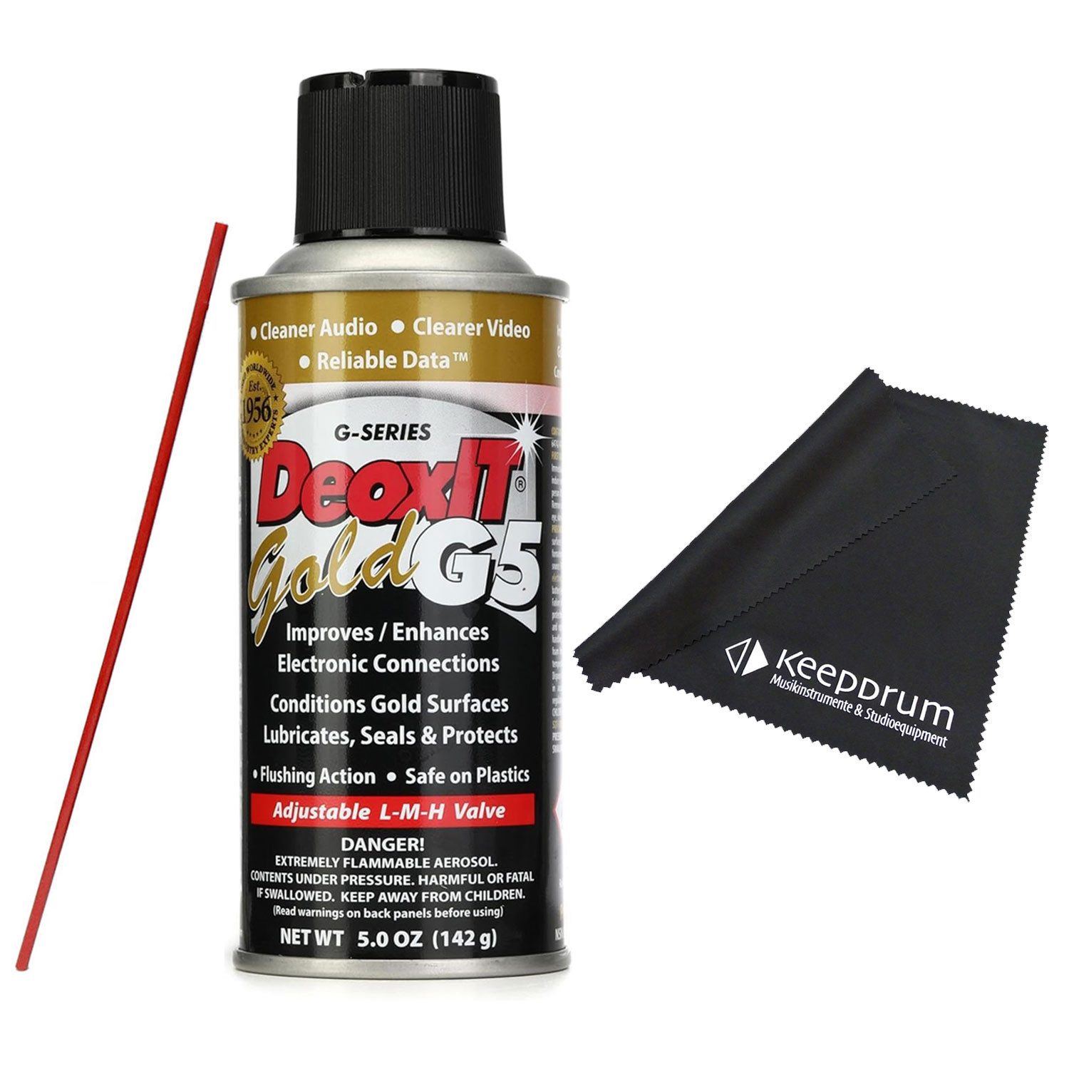 Caig Feinmechaniköl Caig DeoxIT G5S-6 Gold Kontaktspray mit Mikrofasertuch, (Kontaktspray, 1-St., Pflegemittel), Vorteils-Set mit Mikrofasertuch
