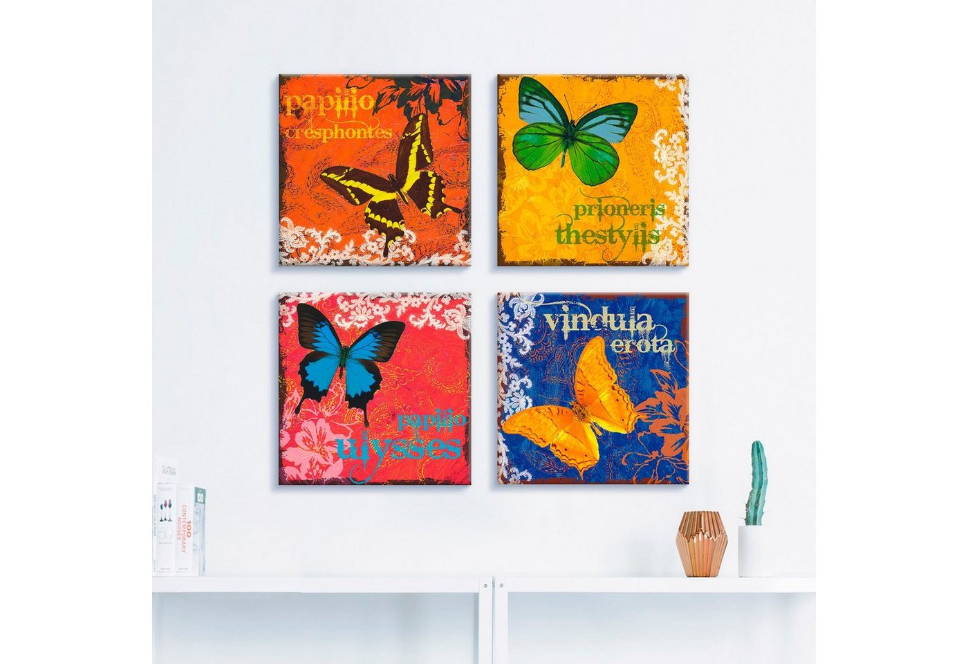 Artland Leinwandbild »Schmetterlinge Bunt«, Insekten (4 Stück)-HomeTrends