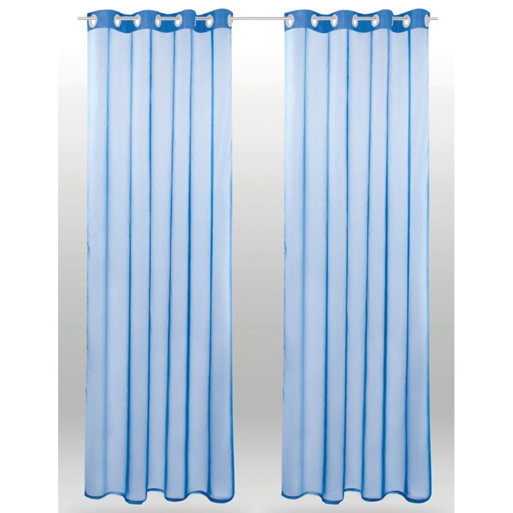 Vorhang, Bestlivings, Ösen (2 St), transparent, Voile, Gardinenset "Transparent" (2 Ösenschals) Blau