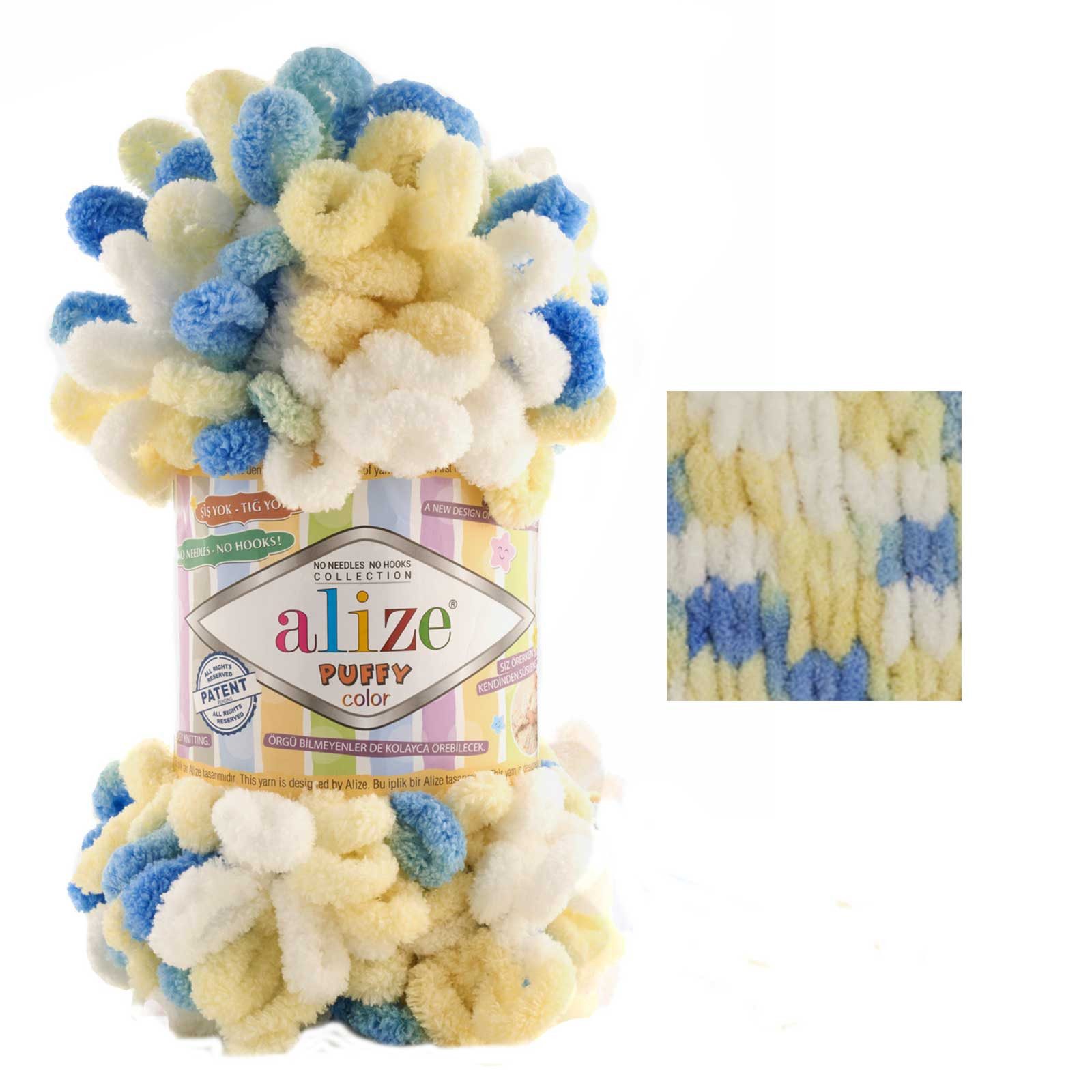 Alize 100g Strickgarn ALIZE Puffy Color Fingerstrickgarn Schlaufenwolle Häkelwolle, 9 m (Einzelknäuel), 6069