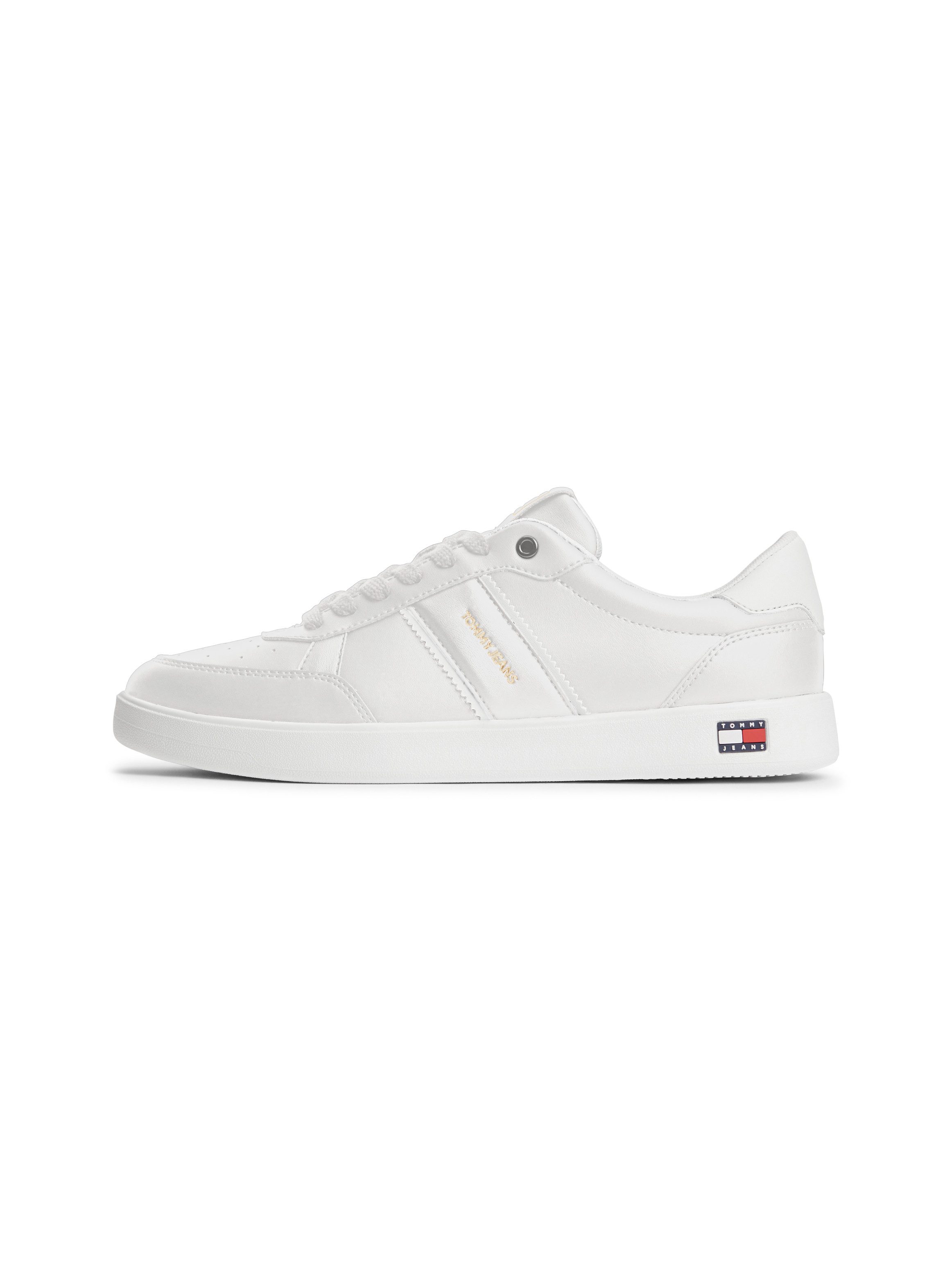 Tommy Jeans LIGHTWEIGHT FLAG LEATHER COURT Sneaker Freizeitschuh, Halbschuh, Schnürer mit Logoflagge im Plateau – Bild 4 von 5