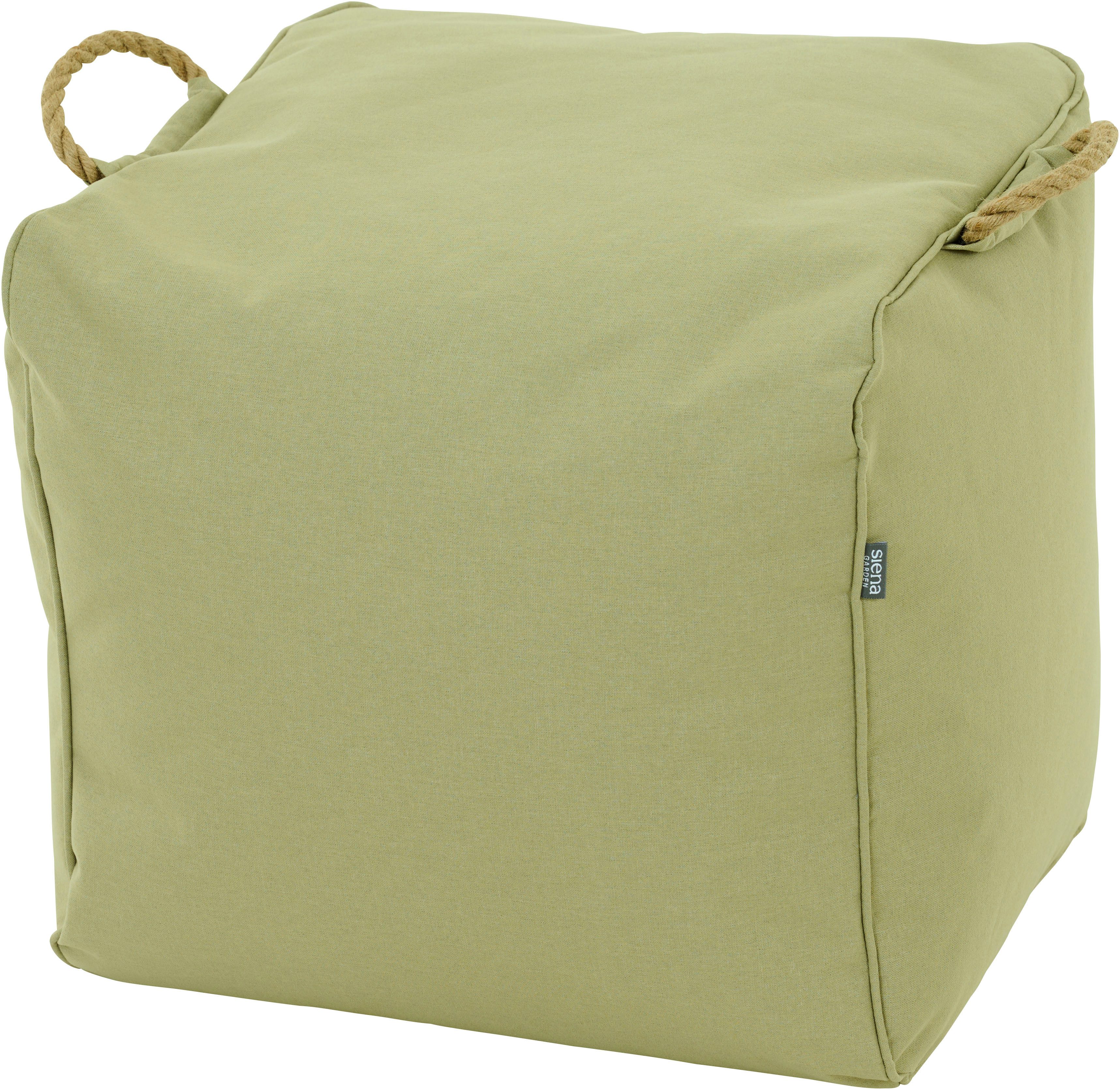 Siena Garden Sitzhocker Integral Hocker 46 x 48 x 46 cm, Farbe pistache, Meliert, Bezug aus 100% Polyester, PE-beschichtet