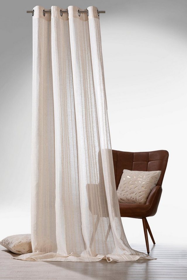 Weckbrodt Vorhang Natural Linen (1 St), Ösen, halbtransparent, Leinen-Optik, Längsstreifen, halbtransparent, Gardine, Store